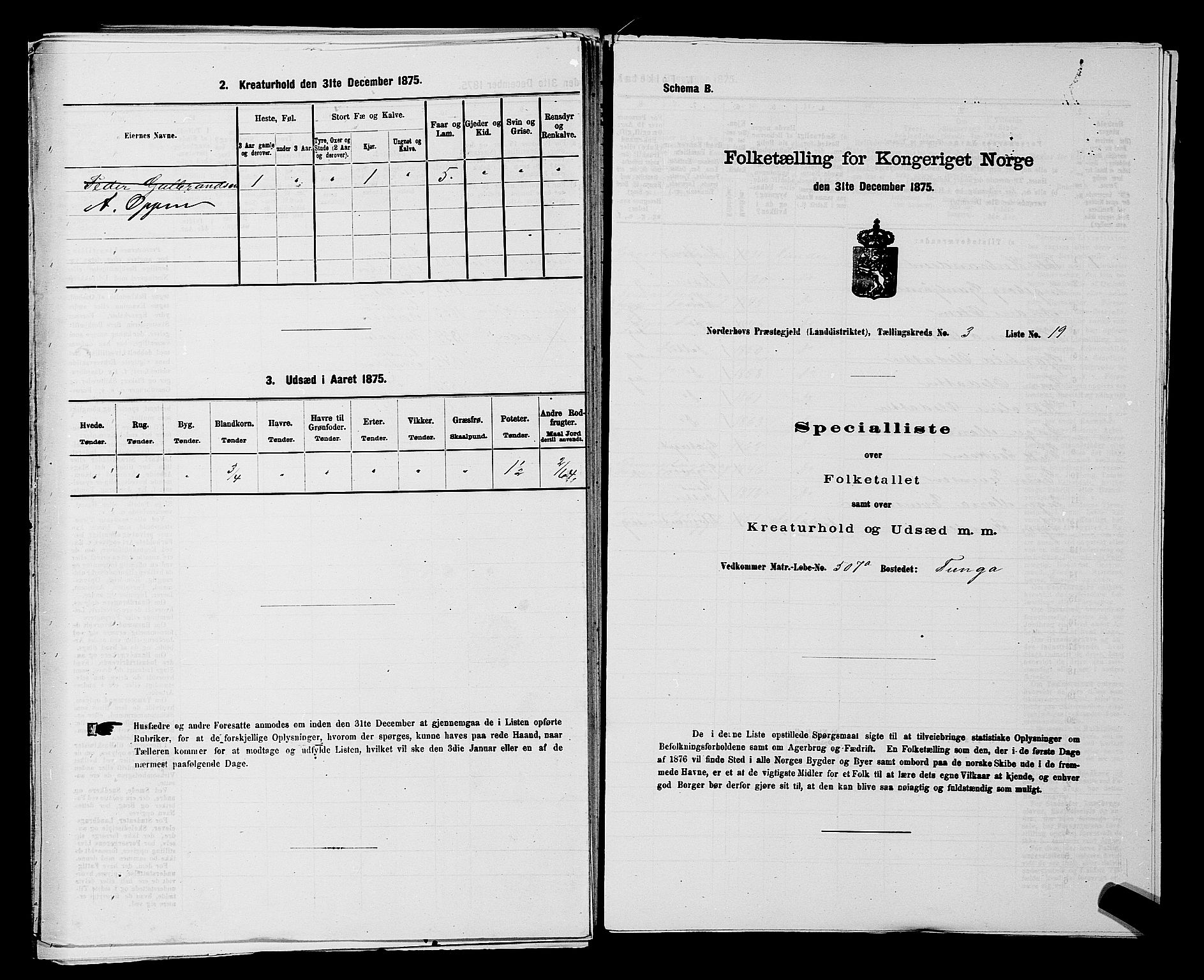 SAKO, 1875 census for 0613L Norderhov/Norderhov, Haug og Lunder, 1875, p. 2623