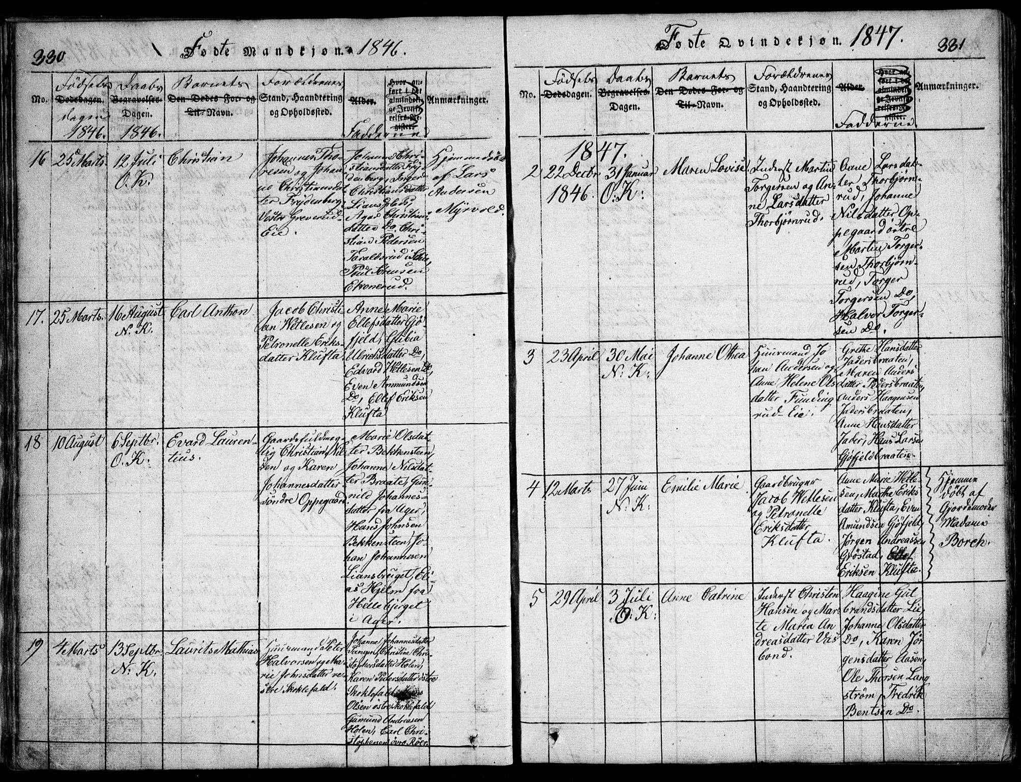 Nesodden prestekontor Kirkebøker, AV/SAO-A-10013/G/Ga/L0001: Parish register (copy) no. I 1, 1814-1847, p. 330-331