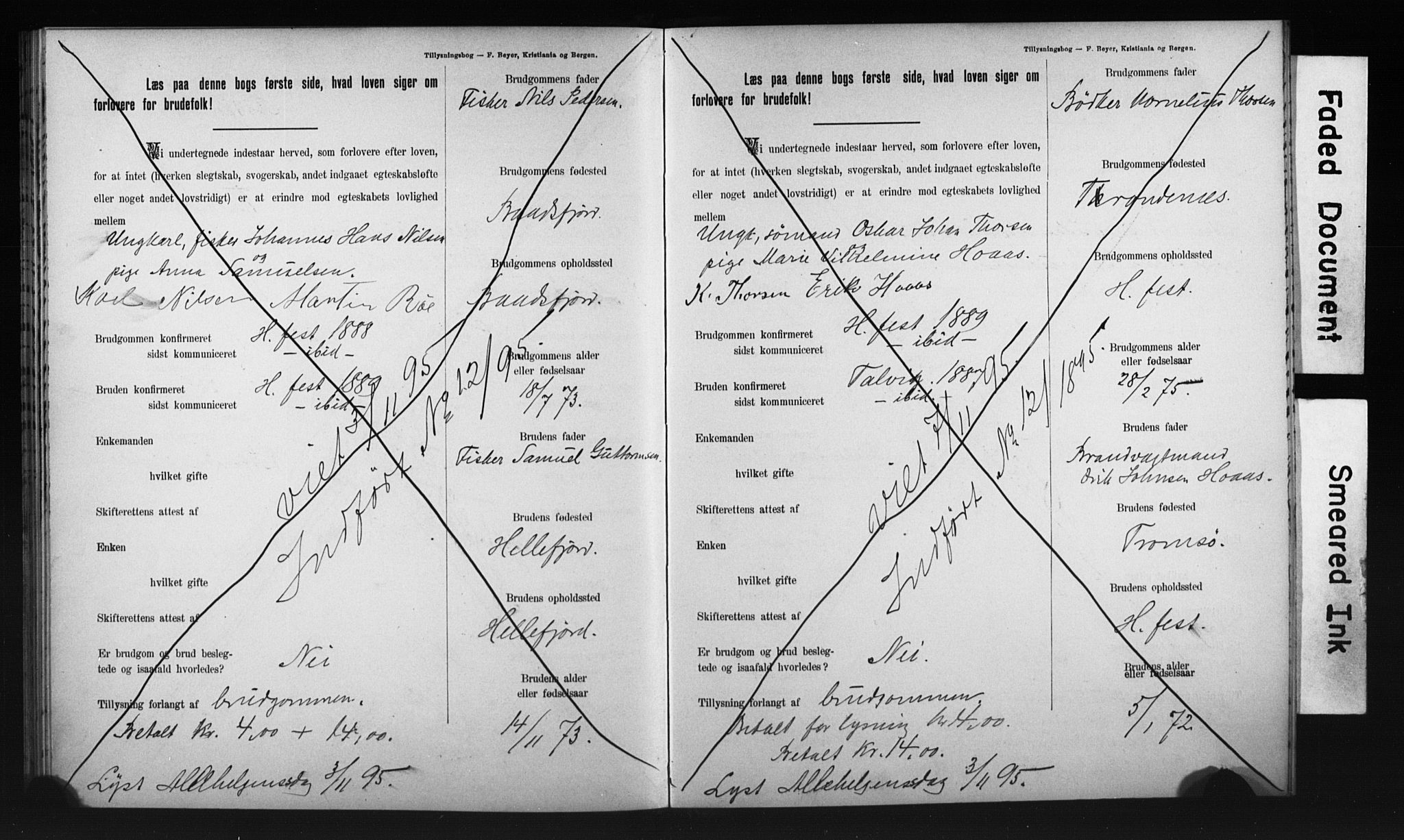 Hammerfest sokneprestkontor, AV/SATØ-S-1347/I/Ib/L0070/0003: Banns register no. 70.3, 1893-1896