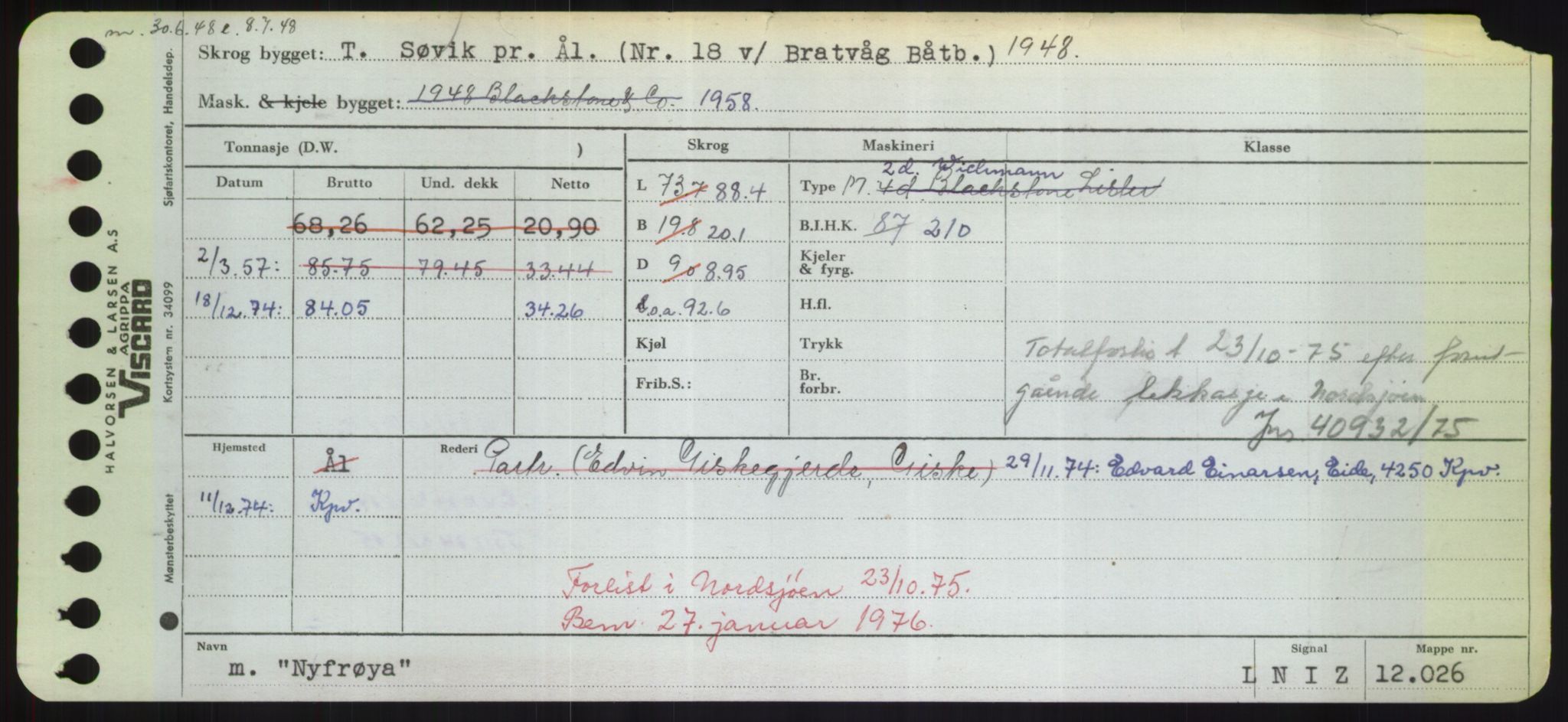 Sjøfartsdirektoratet med forløpere, Skipsmålingen, RA/S-1627/H/Hd/L0027: Fartøy, Norhop-Nør, p. 409