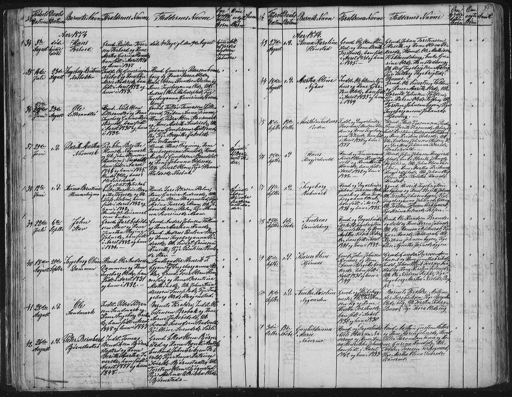 Ministerialprotokoller, klokkerbøker og fødselsregistre - Sør-Trøndelag, SAT/A-1456/616/L0406: Parish register (official) no. 616A03, 1843-1879, p. 85