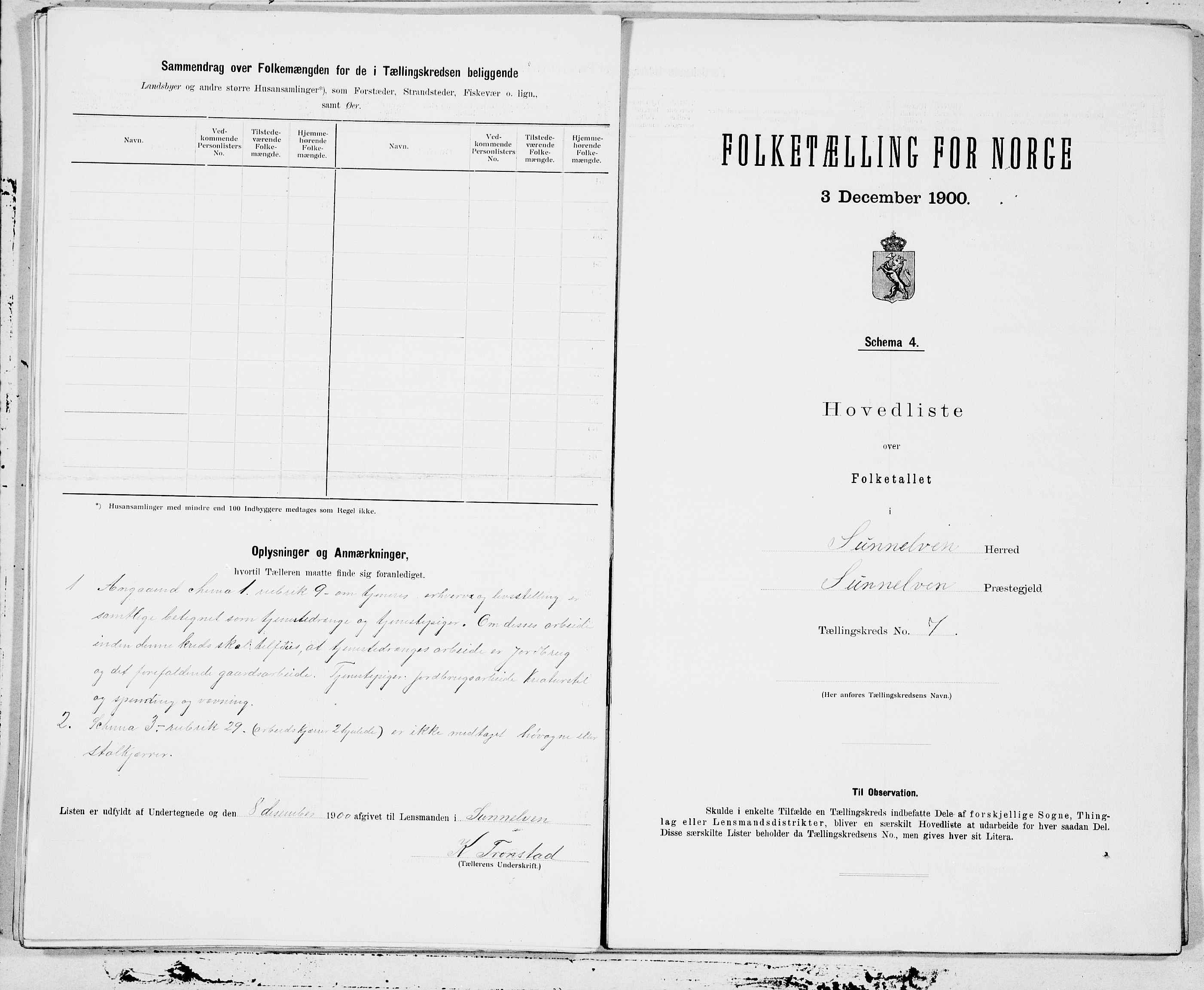 SAT, 1900 census for Sunnylven, 1900, p. 14