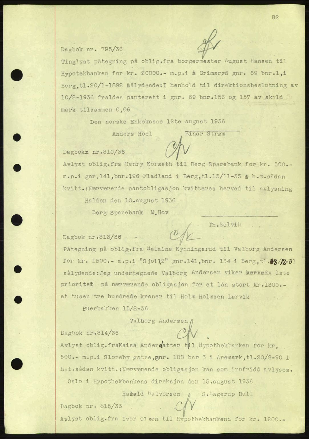 Idd og Marker sorenskriveri, AV/SAO-A-10283/G/Gb/Gbc/L0001: Mortgage book no. B1-3, 1936-1939, Diary no: : 795/1936