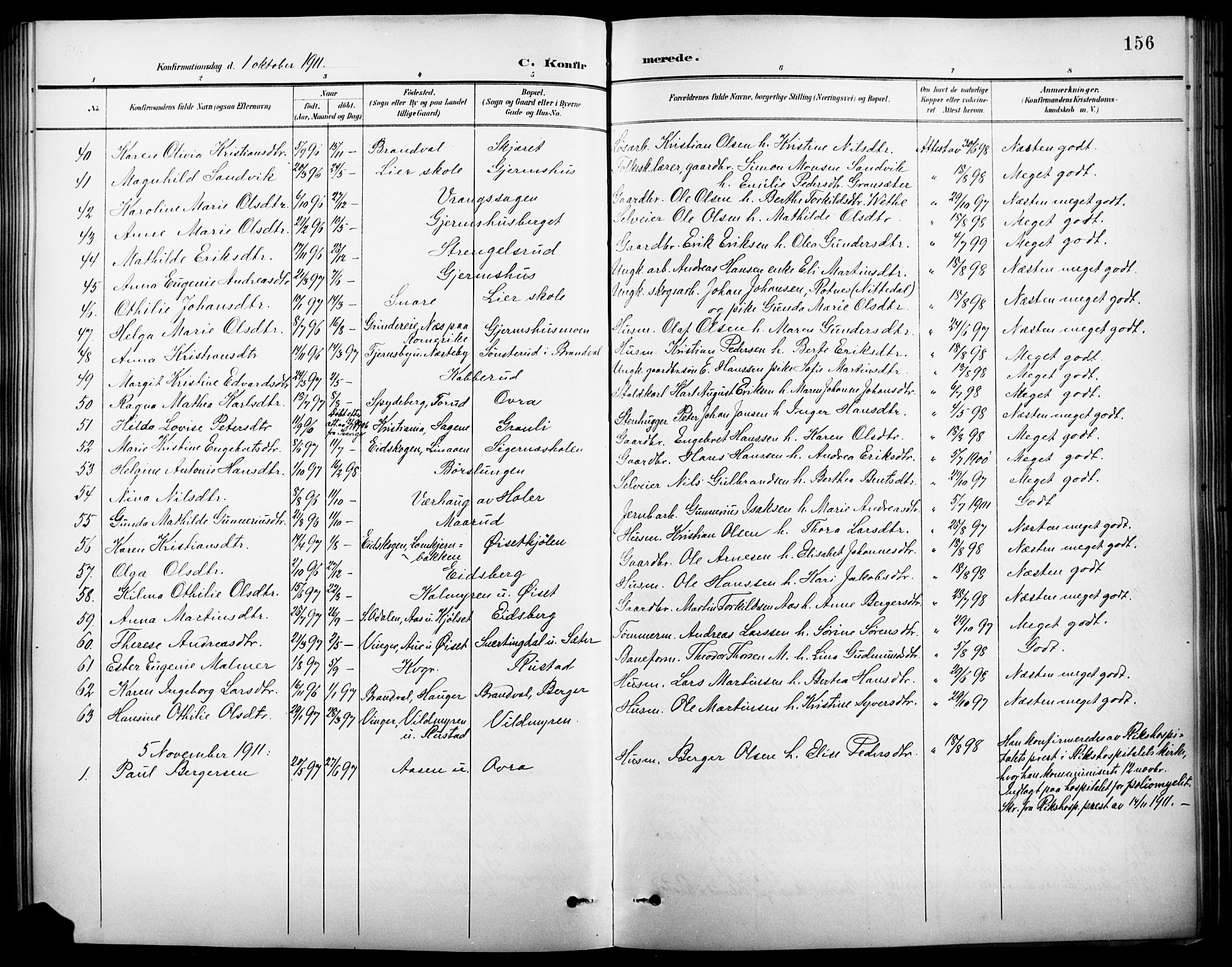 Vinger prestekontor, AV/SAH-PREST-024/H/Ha/Hab/L0003: Parish register (copy) no. 3, 1895-1920, p. 156