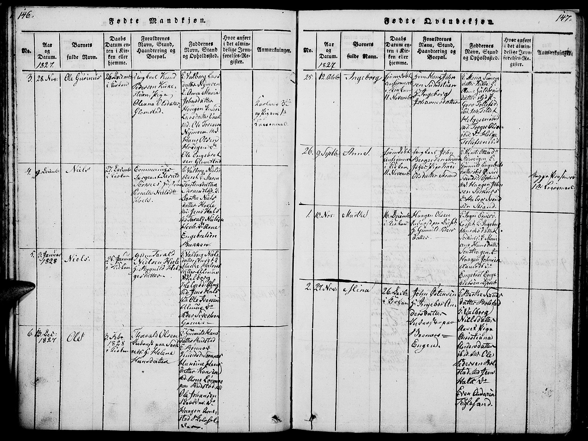Åmot prestekontor, Hedmark, SAH/PREST-056/H/Ha/Hab/L0001: Parish register (copy) no. 1, 1815-1847, p. 146-147