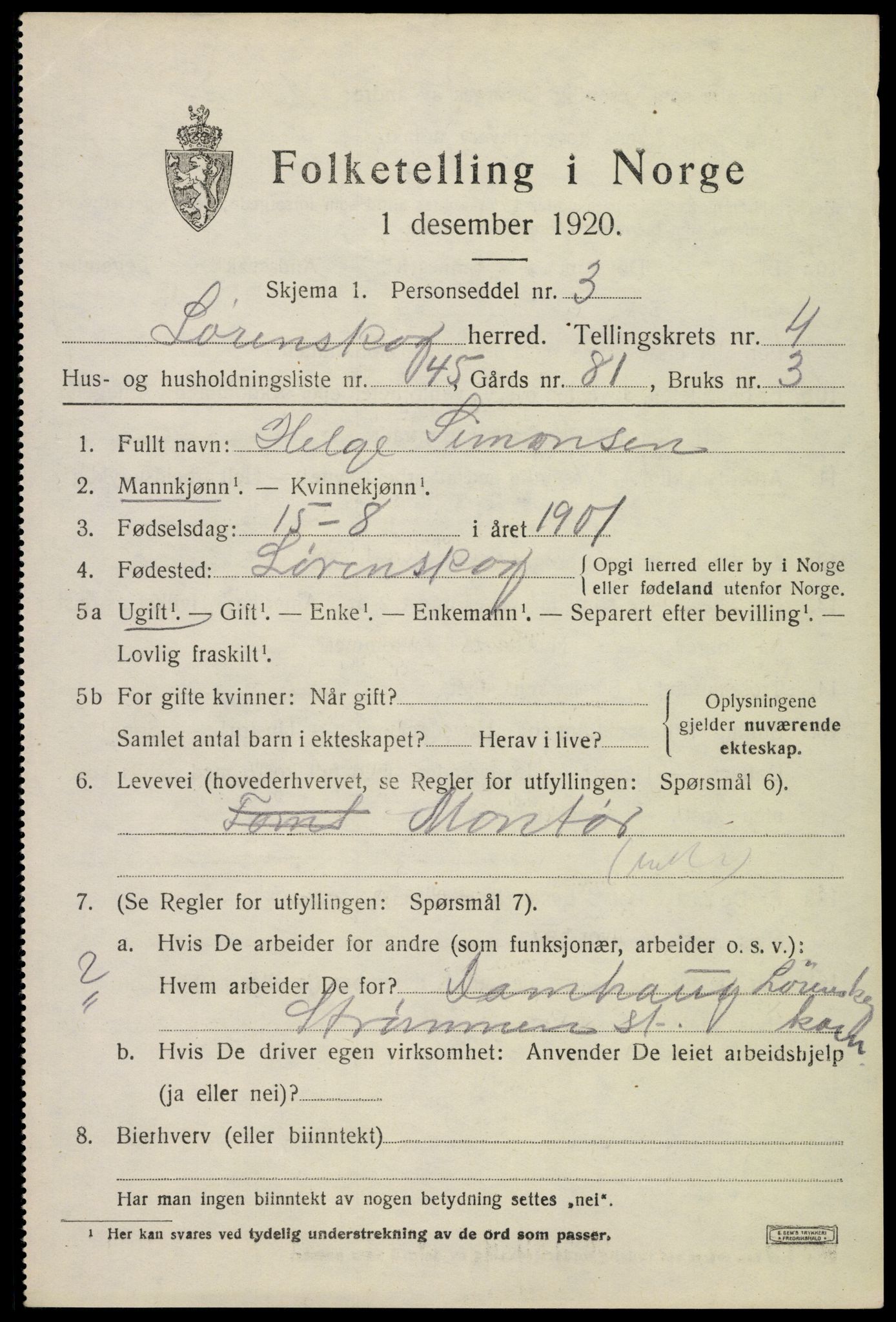 SAO, 1920 census for Lørenskog, 1920, p. 4075