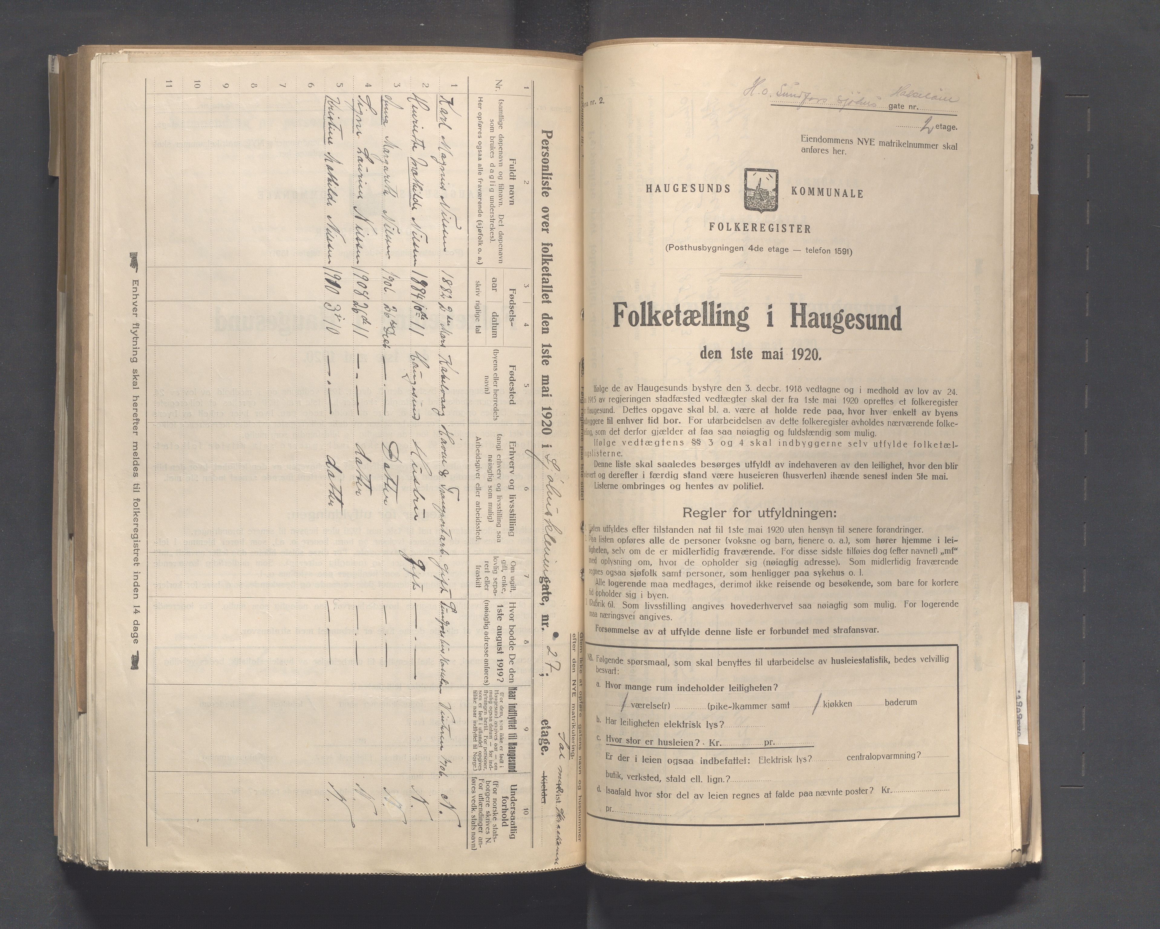 IKAR, Local census 1.5.1920 for Haugesund, 1920, p. 6289