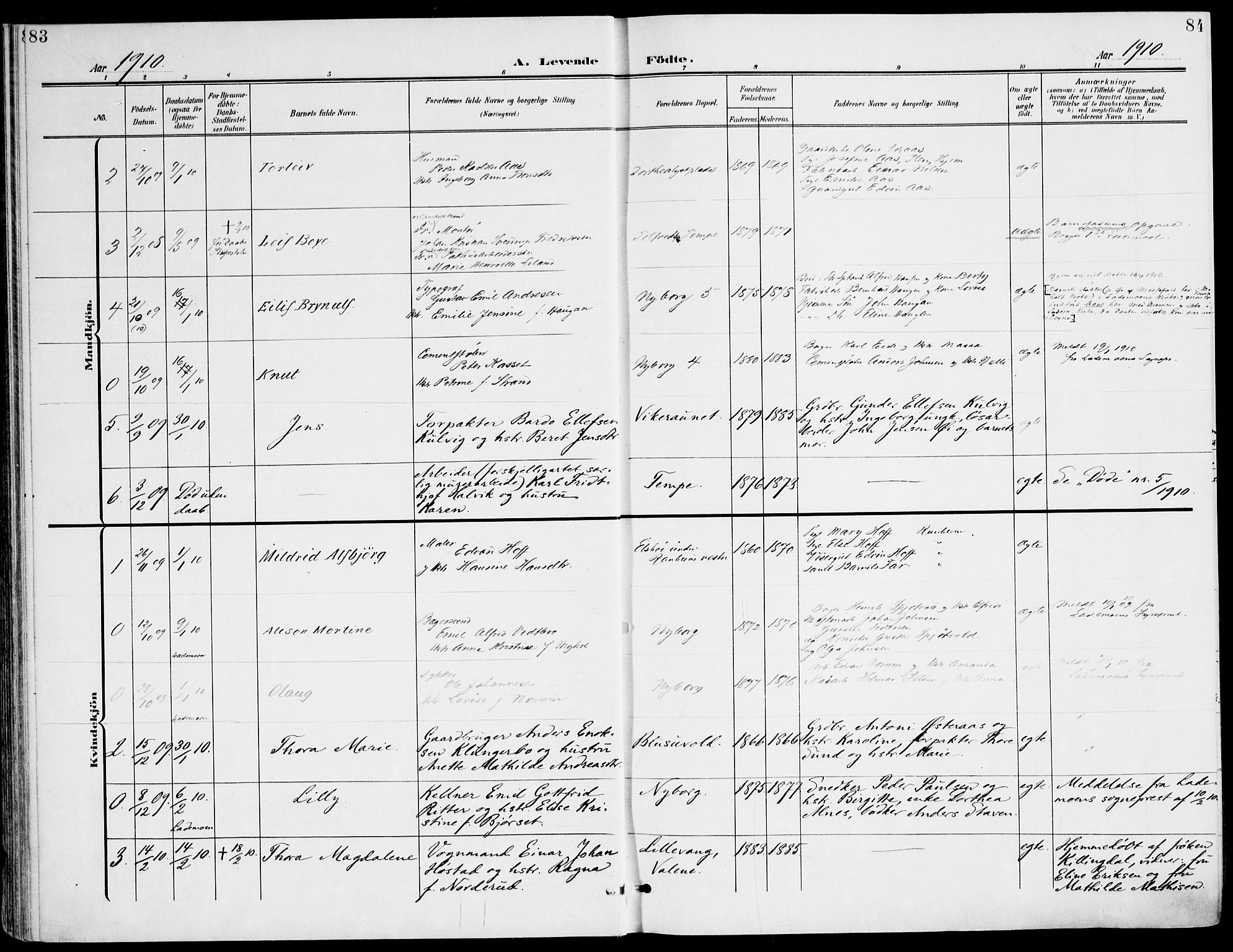Ministerialprotokoller, klokkerbøker og fødselsregistre - Sør-Trøndelag, SAT/A-1456/607/L0320: Parish register (official) no. 607A04, 1907-1915, p. 83-84