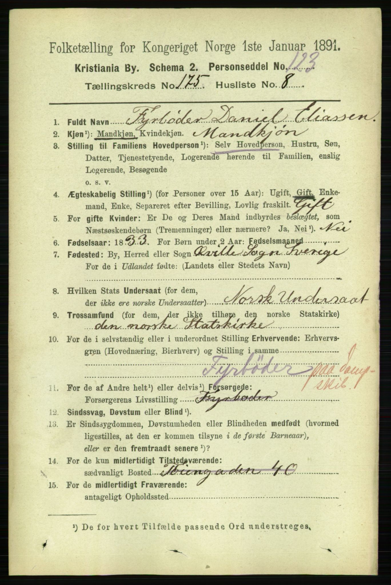 RA, 1891 census for 0301 Kristiania, 1891, p. 105461