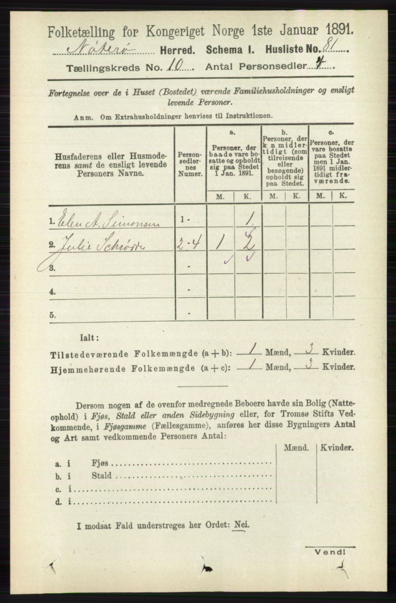 RA, 1891 census for 0722 Nøtterøy, 1891, p. 5190