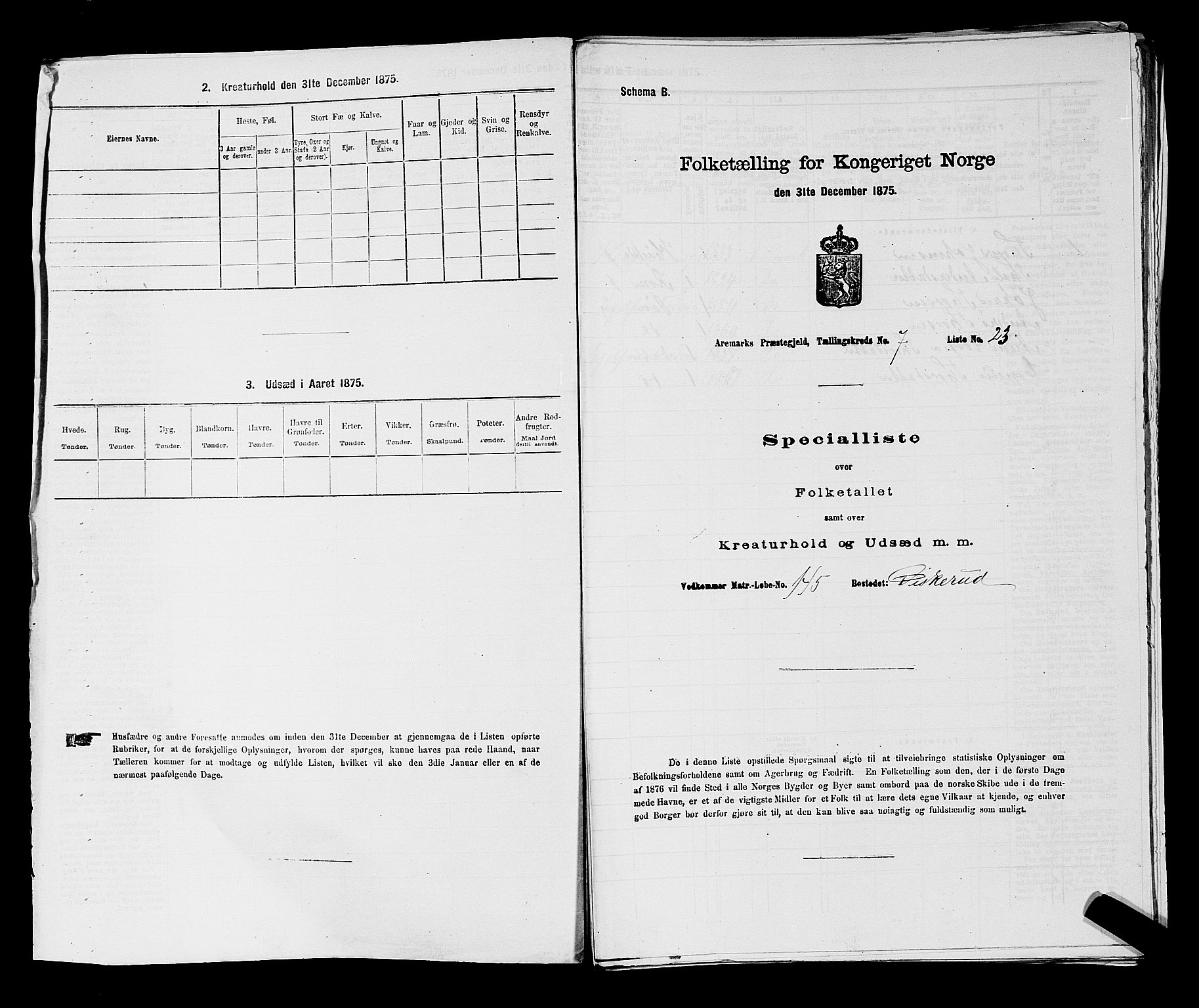 RA, 1875 census for 0118P Aremark, 1875, p. 1028