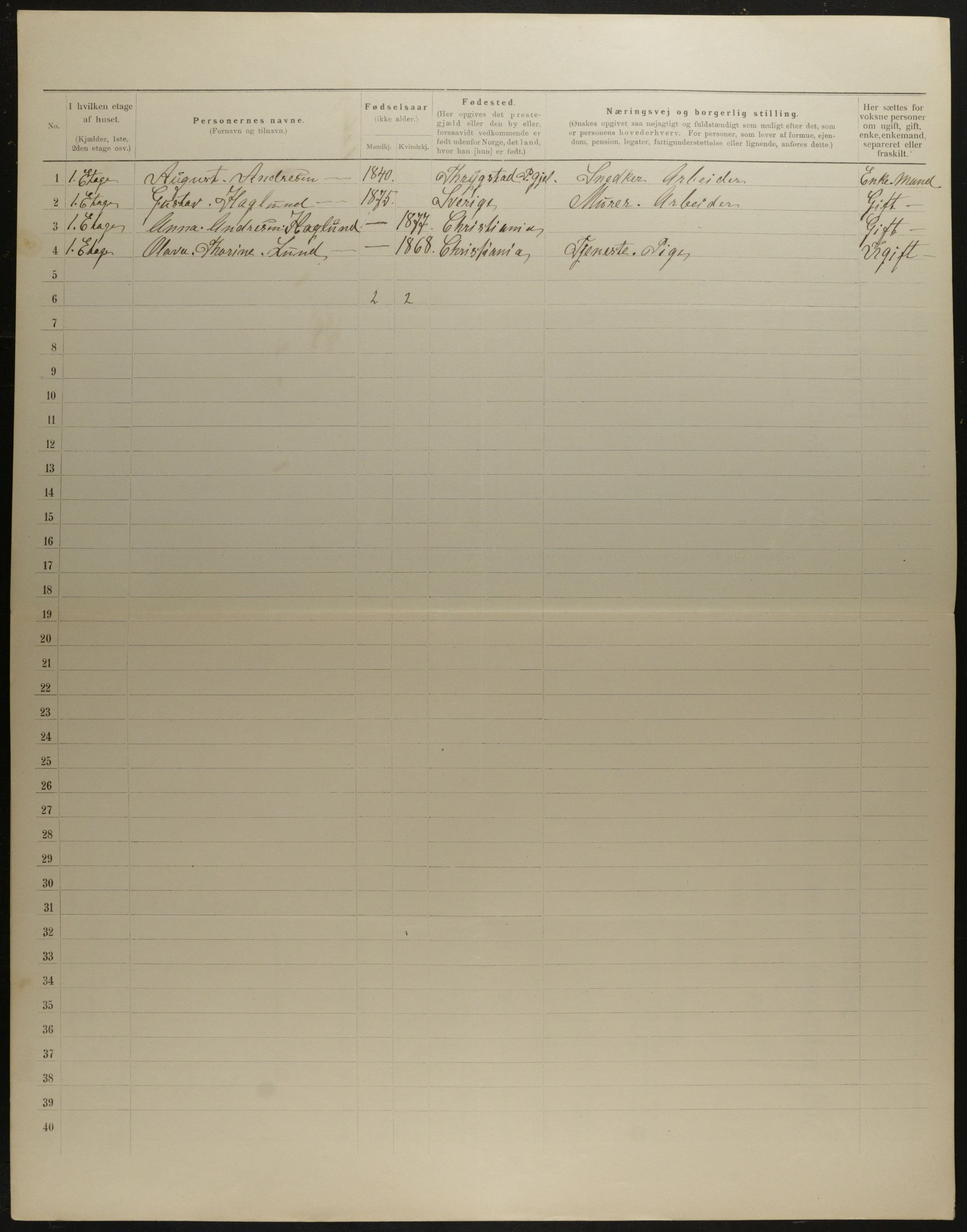 OBA, Municipal Census 1901 for Kristiania, 1901, p. 11434