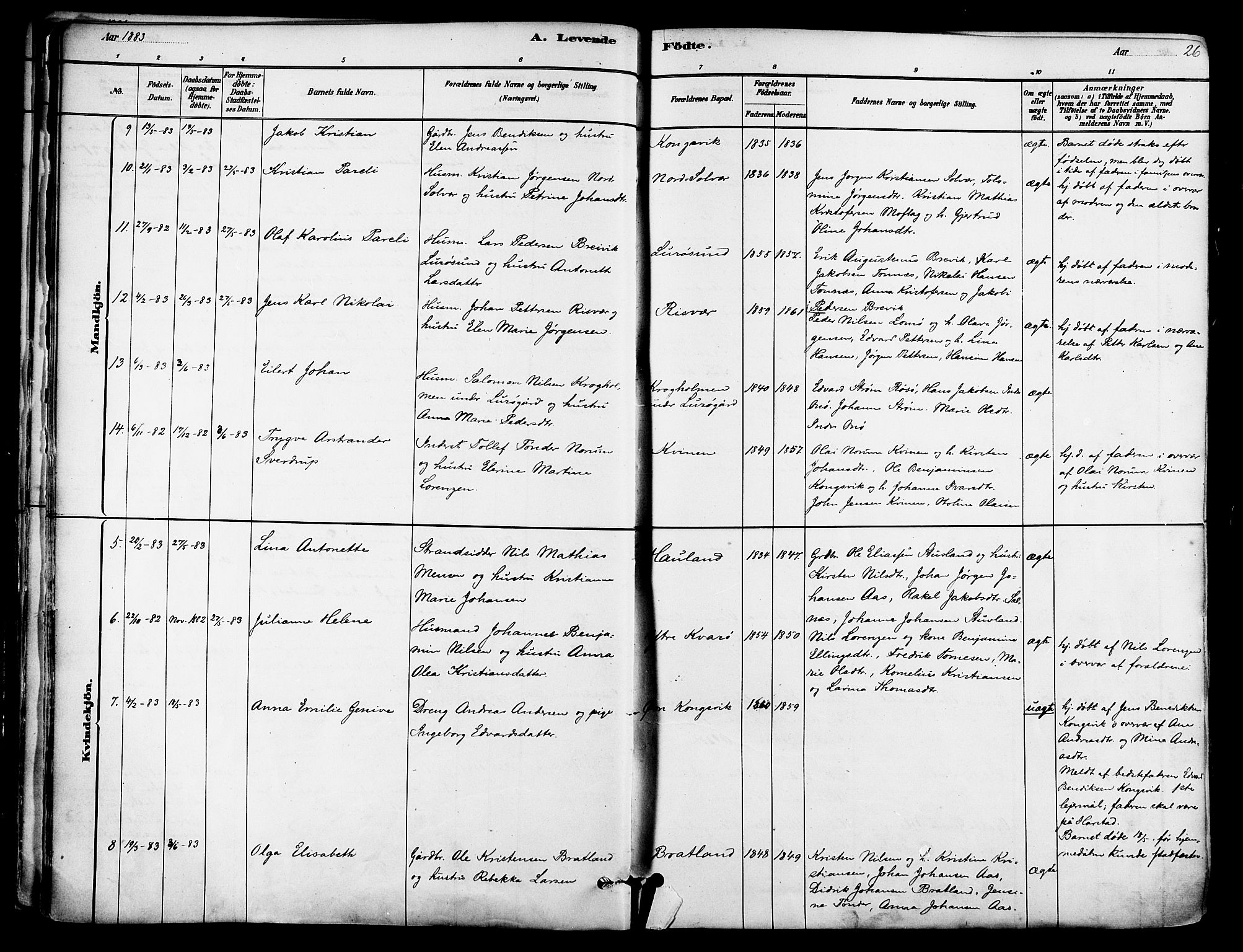 Ministerialprotokoller, klokkerbøker og fødselsregistre - Nordland, SAT/A-1459/839/L0568: Parish register (official) no. 839A05, 1880-1902, p. 26