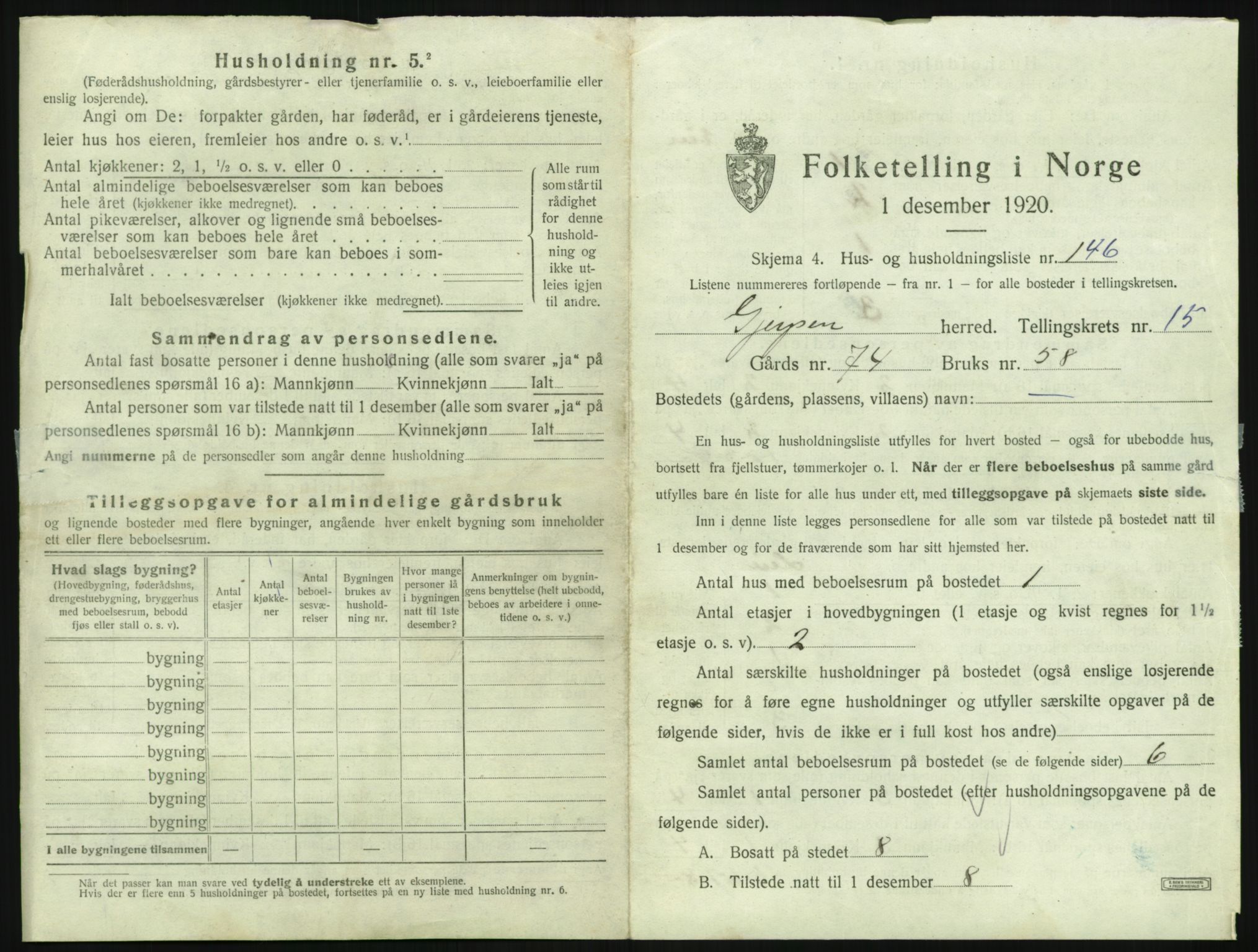 SAKO, 1920 census for Gjerpen, 1920, p. 2690