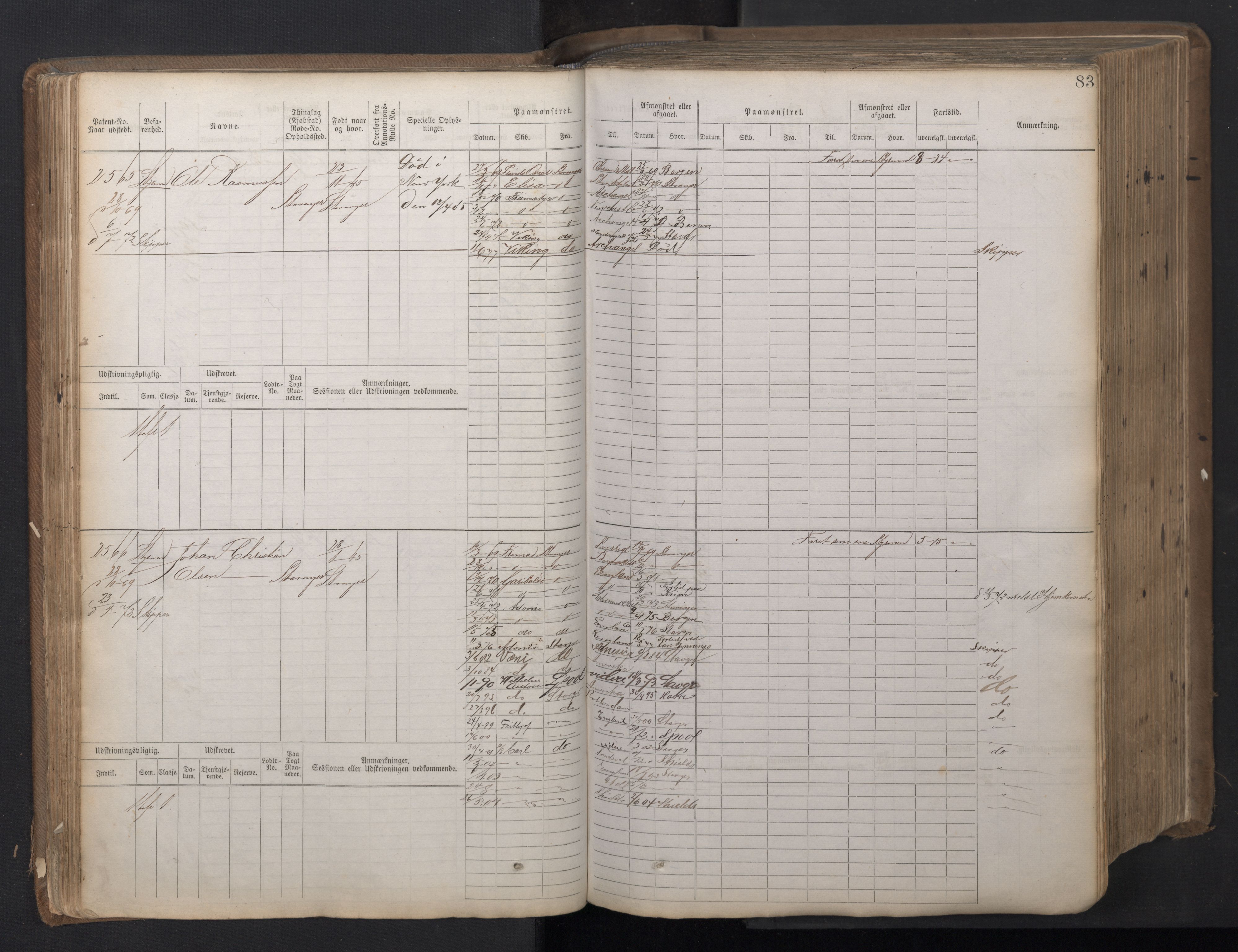 Stavanger sjømannskontor, AV/SAST-A-102006/F/Fb/Fbb/L0018: Sjøfartshovedrulle patnentnr. 2402-3602 (dublett), 1869, p. 86