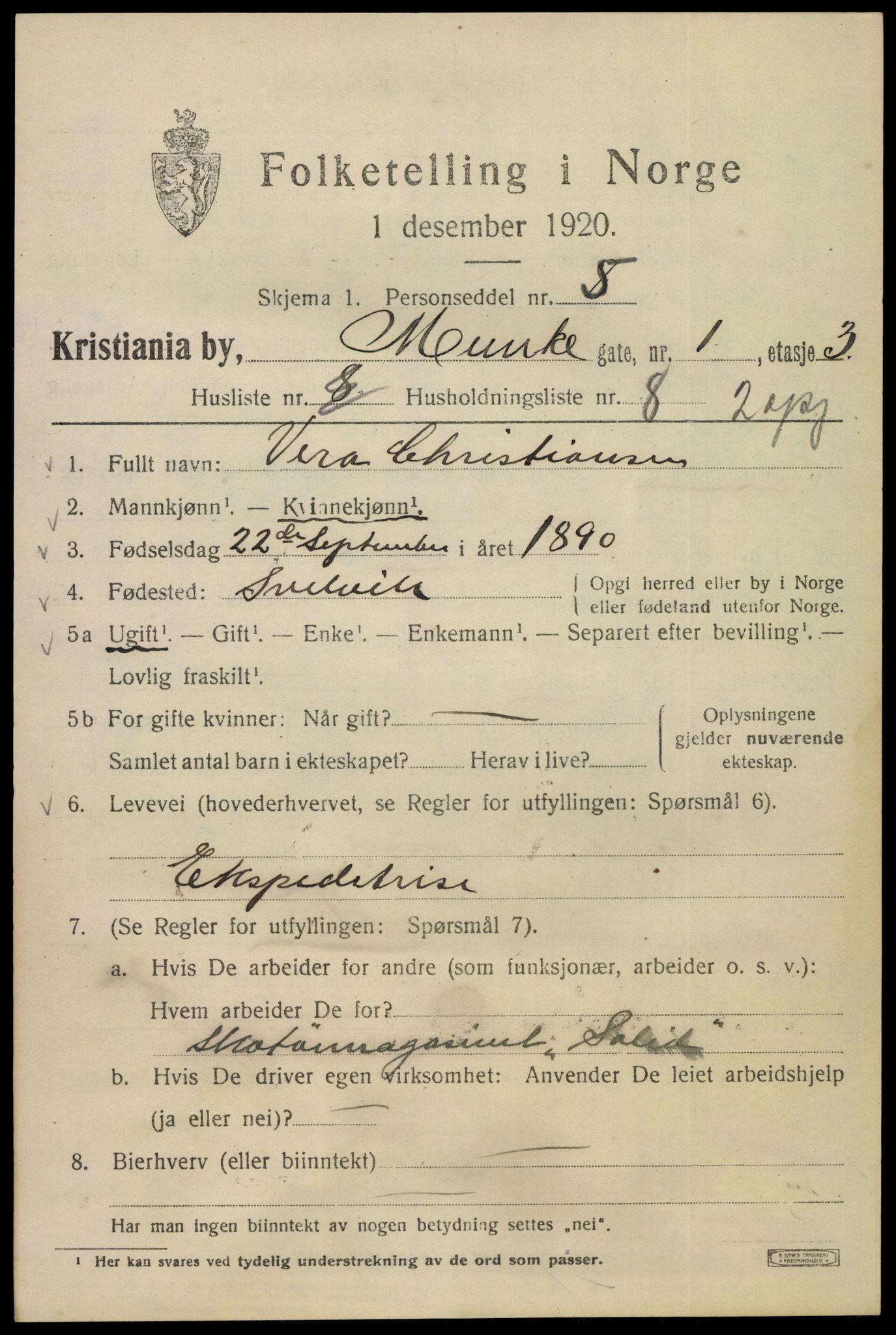 SAO, 1920 census for Kristiania, 1920, p. 404695