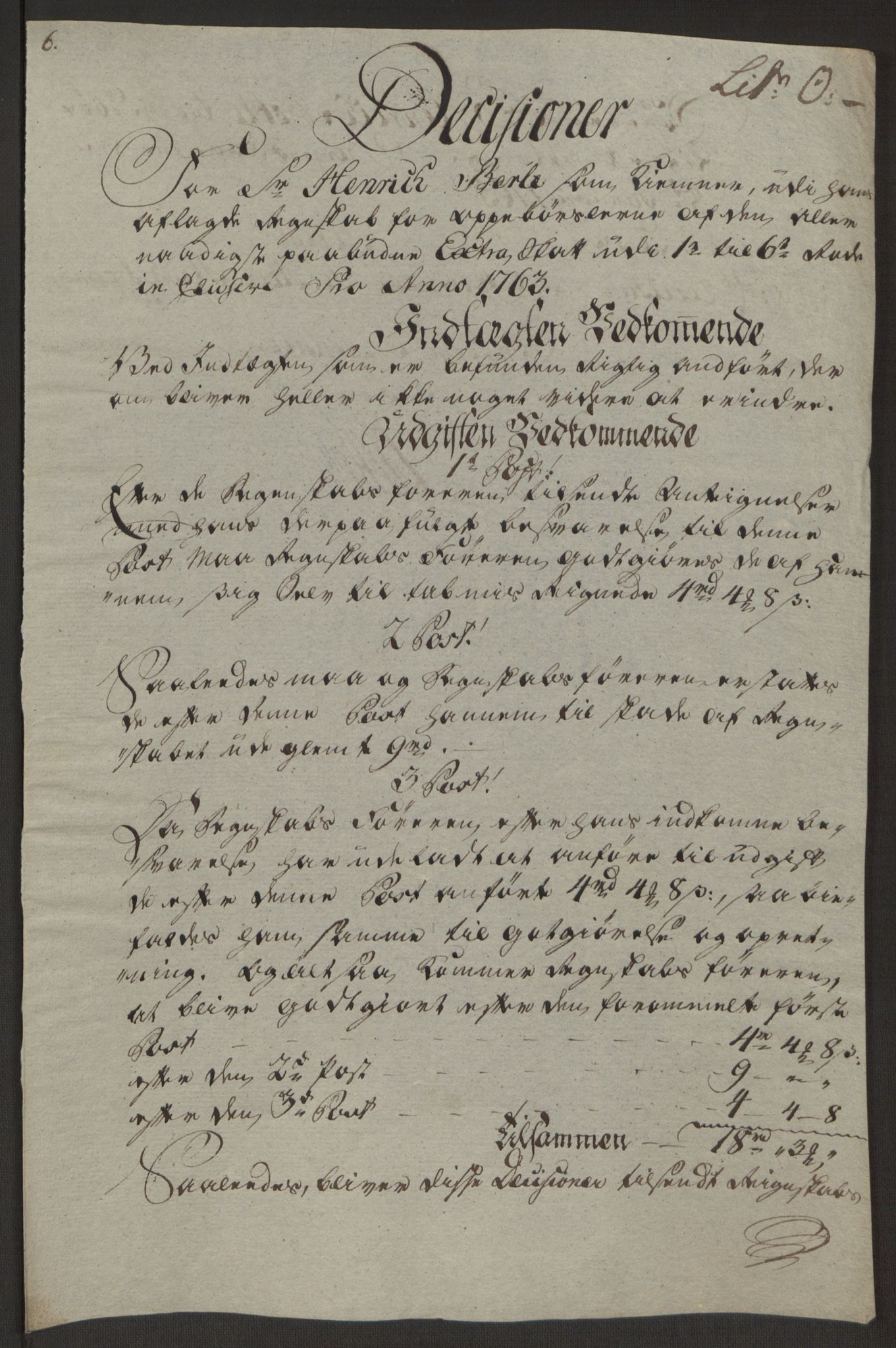 Rentekammeret inntil 1814, Reviderte regnskaper, Byregnskaper, AV/RA-EA-4066/R/Rp/L0366/0001: [P20] Kontribusjonsregnskap / Ekstraskatt, 1763, p. 245