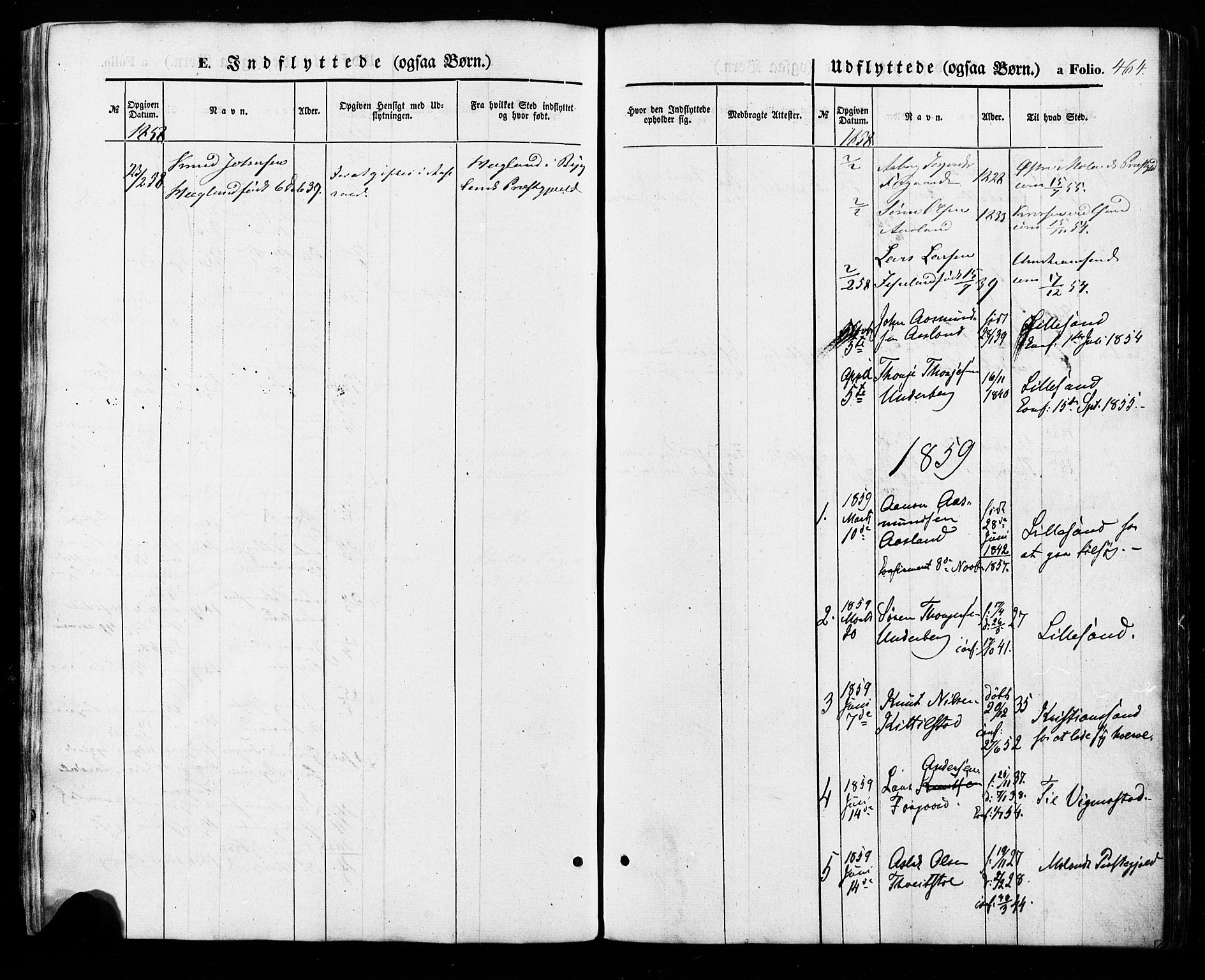 Åseral sokneprestkontor, SAK/1111-0051/F/Fa/L0002: Parish register (official) no. A 2, 1854-1884, p. 464