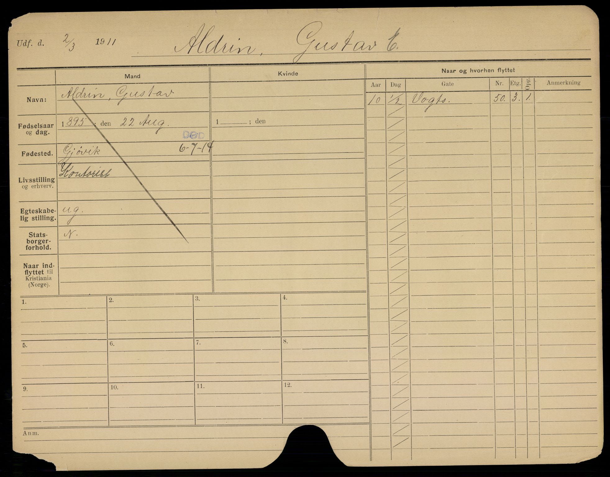 Oslo folkeregister, Registerkort, AV/SAO-A-11715/G/Gb/L0017: Menn, 1914