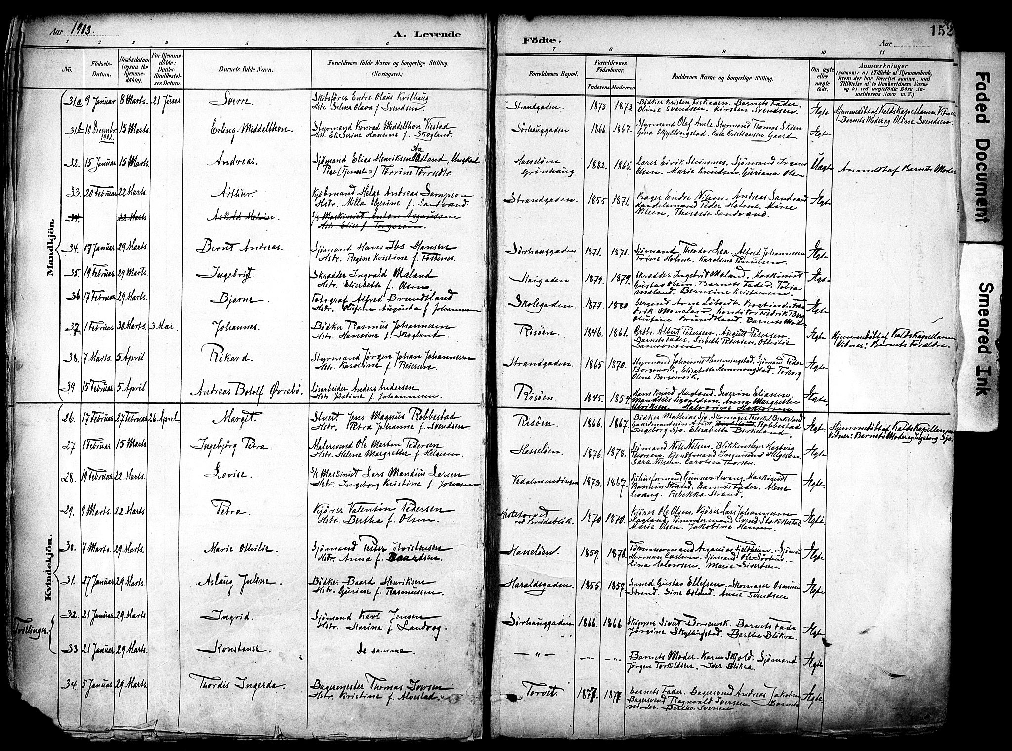 Haugesund sokneprestkontor, AV/SAST-A -101863/H/Ha/Haa/L0006: Parish register (official) no. A 6, 1891-1907, p. 152
