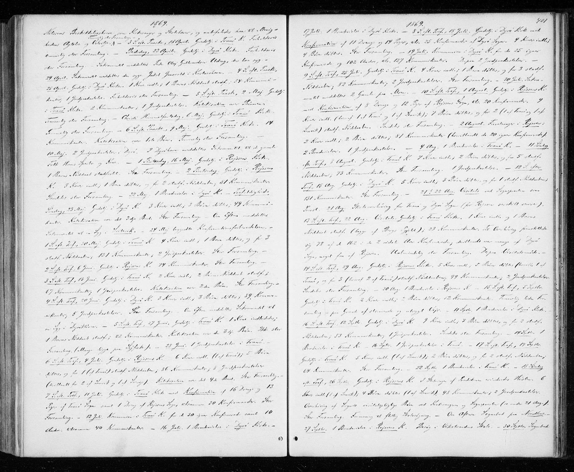 Tranøy sokneprestkontor, AV/SATØ-S-1313/I/Ia/Iaa/L0008kirke: Parish register (official) no. 8, 1867-1877, p. 401
