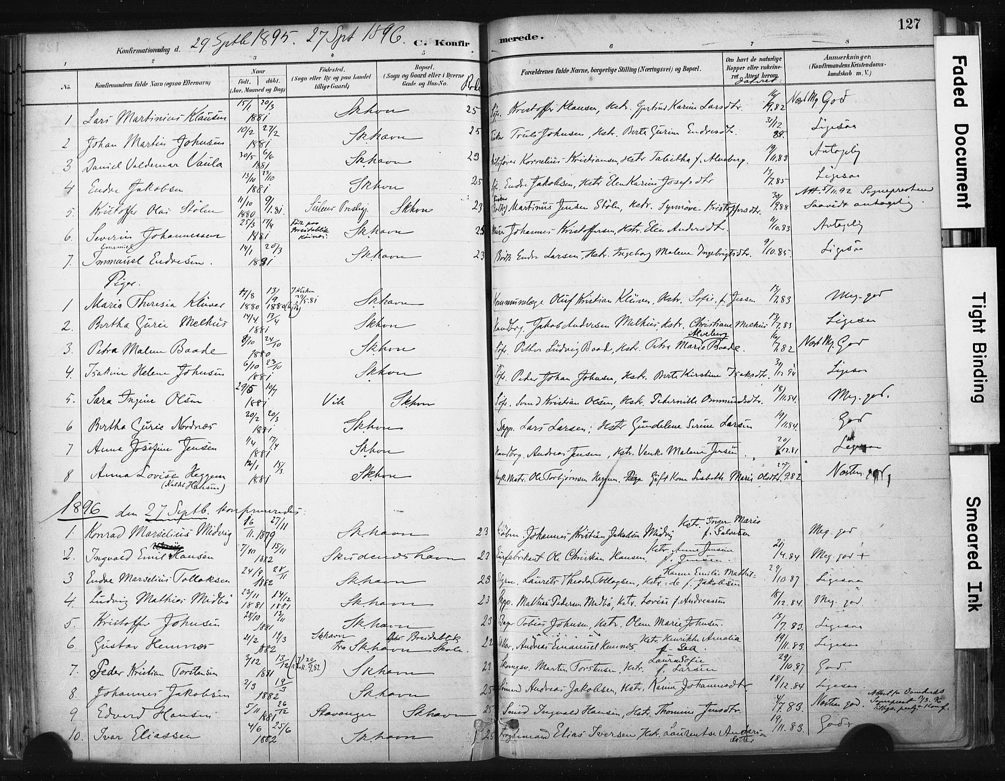 Skudenes sokneprestkontor, AV/SAST-A -101849/H/Ha/Haa/L0008: Parish register (official) no. A 5, 1882-1912, p. 127