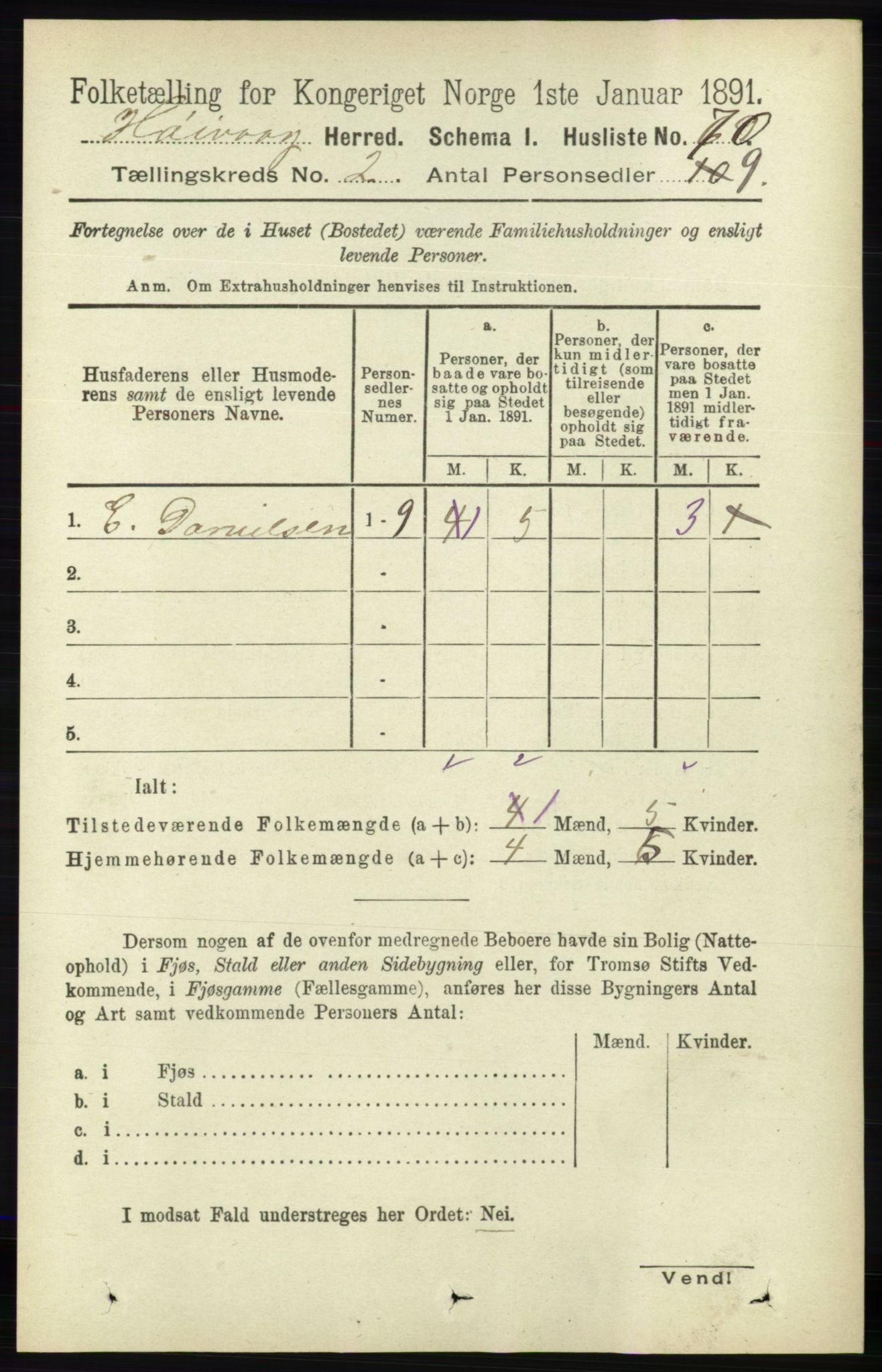 RA, 1891 census for 0927 Høvåg, 1891, p. 534