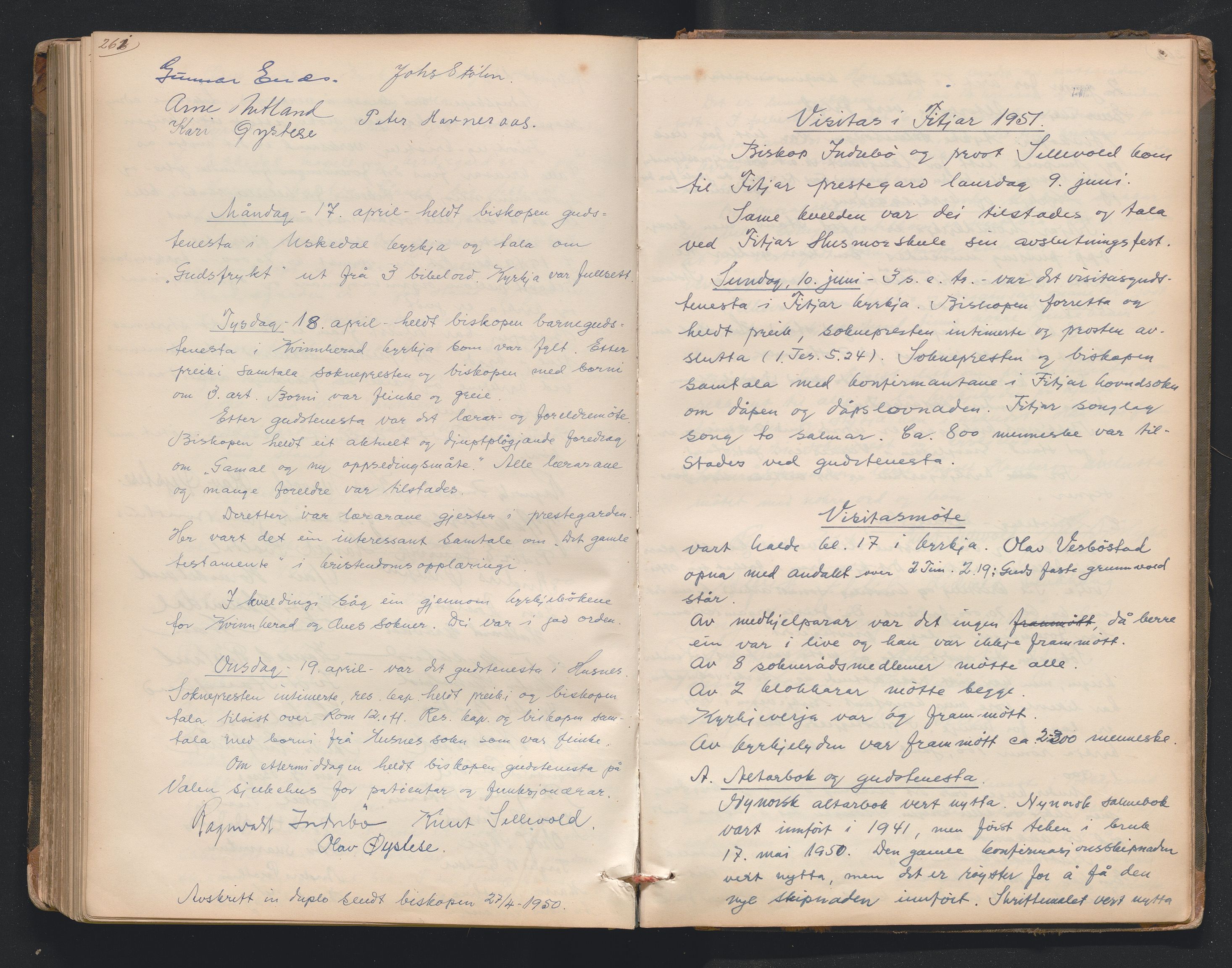 Nordre Sunnhordland prosti, AV/SAB-A-99912/F/L0001: Visitasprotokoll , 1860-1959, p. 261