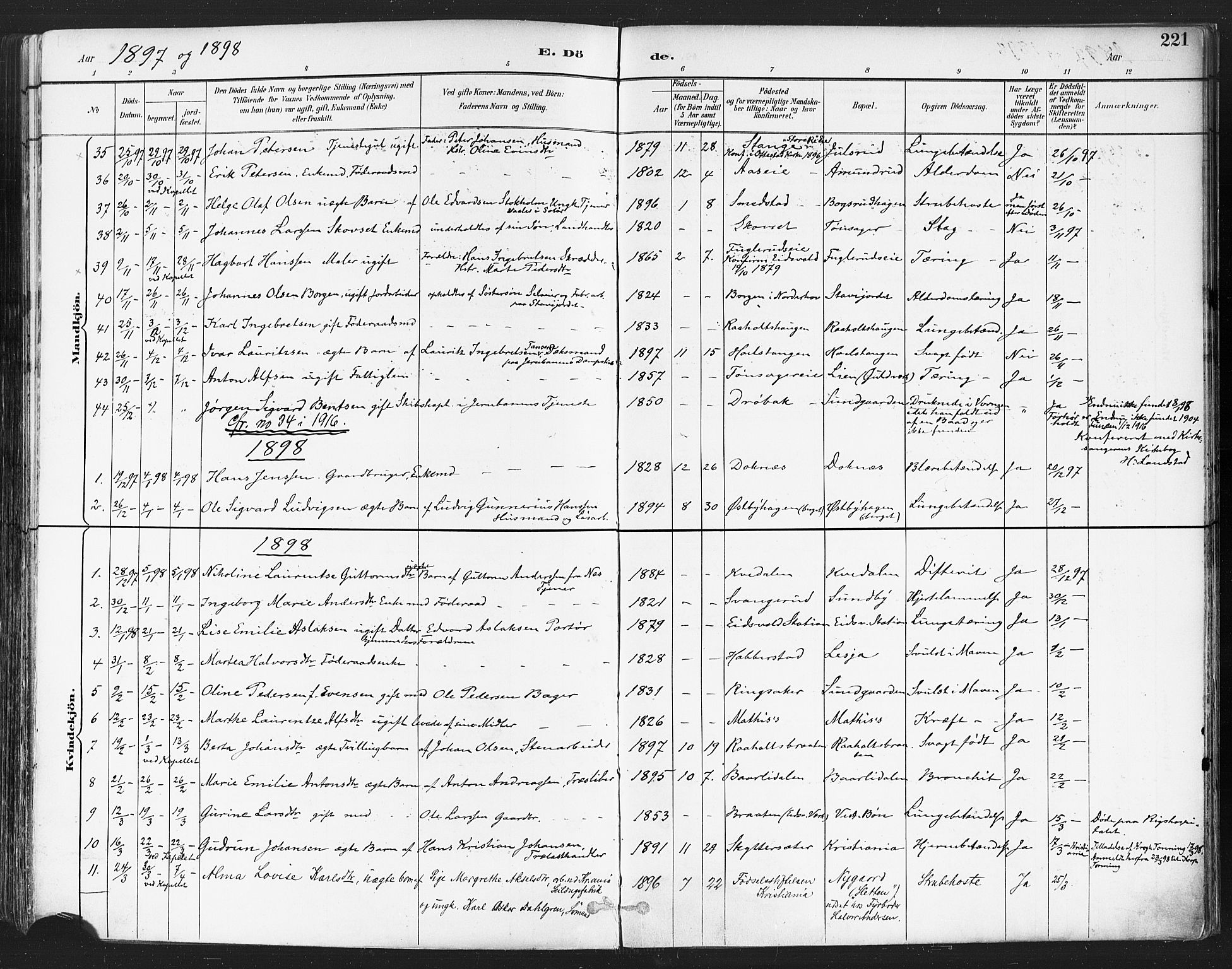 Eidsvoll prestekontor Kirkebøker, SAO/A-10888/F/Fa/L0004: Parish register (official) no. I 4, 1891-1900, p. 221