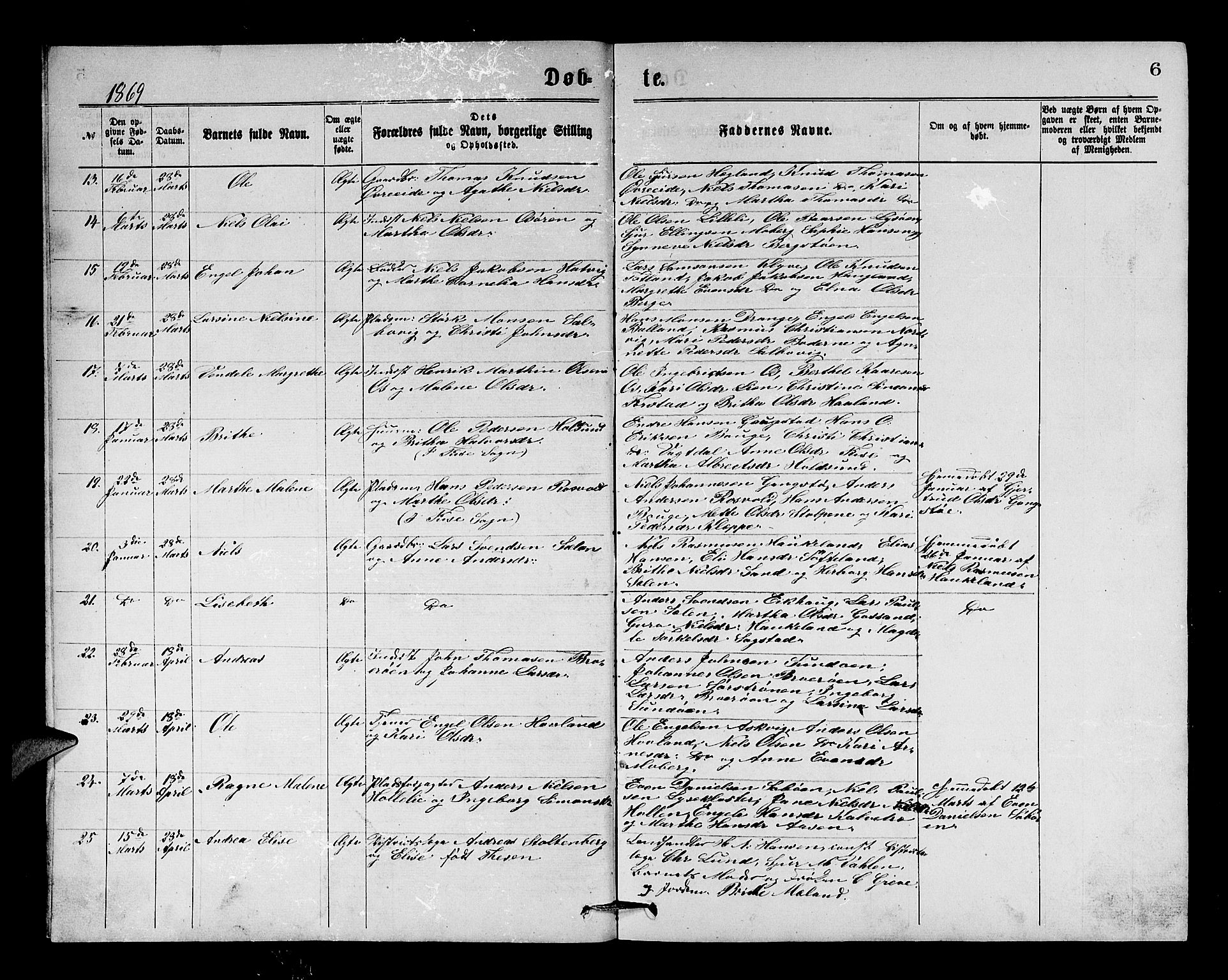 Os sokneprestembete, SAB/A-99929: Parish register (copy) no. A 1, 1869-1879, p. 5