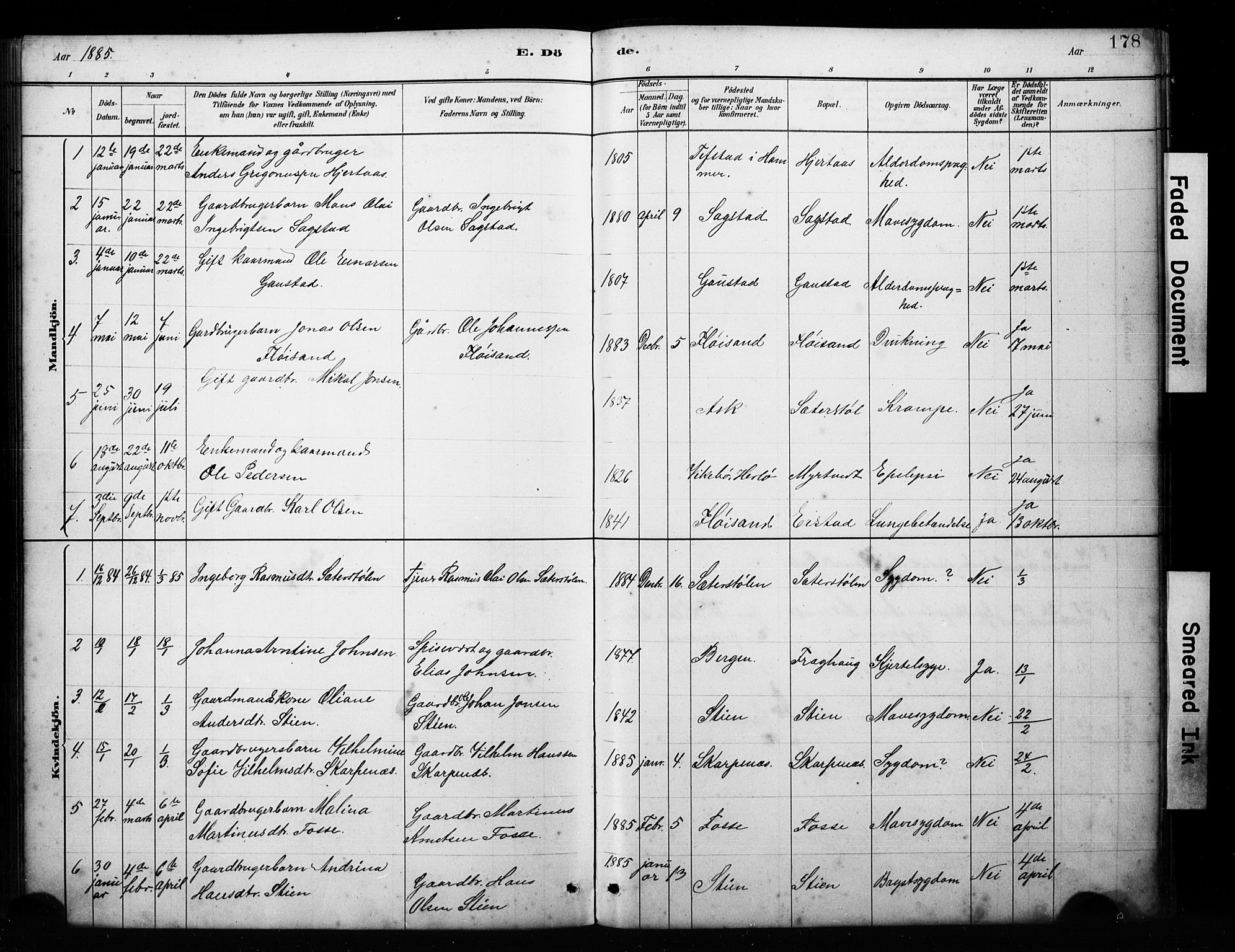 Alversund Sokneprestembete, SAB/A-73901/H/Ha/Hab: Parish register (copy) no. C 3, 1881-1894, p. 178