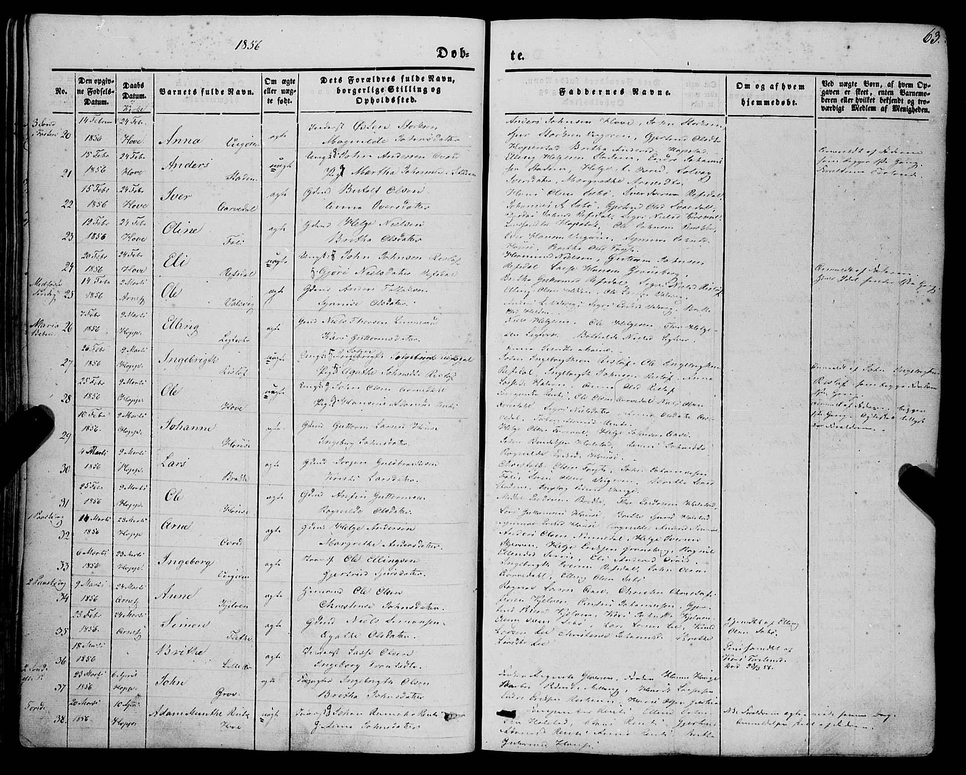 Vik sokneprestembete, AV/SAB-A-81501/H/Haa/Haaa/L0008: Parish register (official) no. A 8, 1846-1865, p. 63