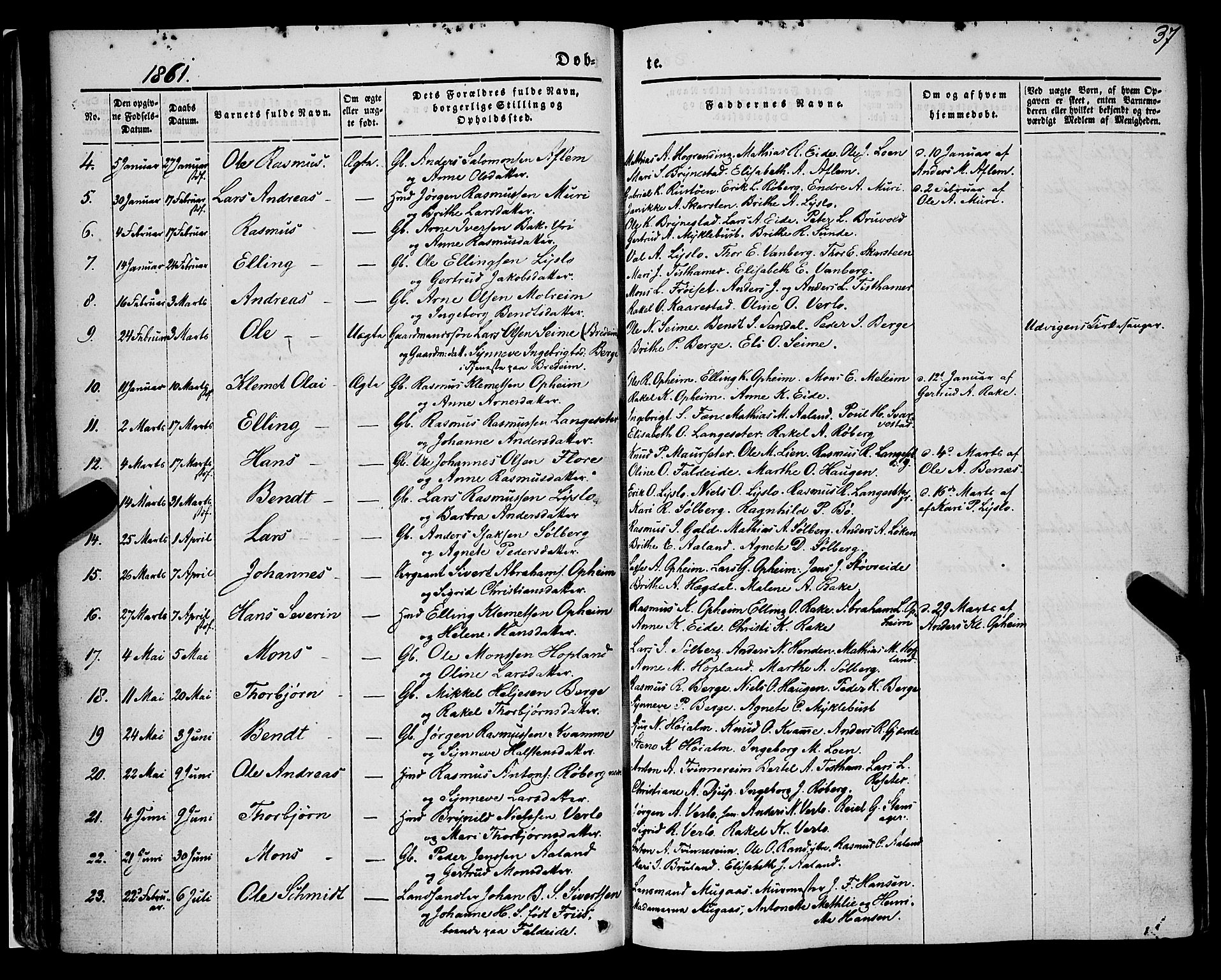 Innvik sokneprestembete, AV/SAB-A-80501: Parish register (official) no. A 5, 1847-1865, p. 37