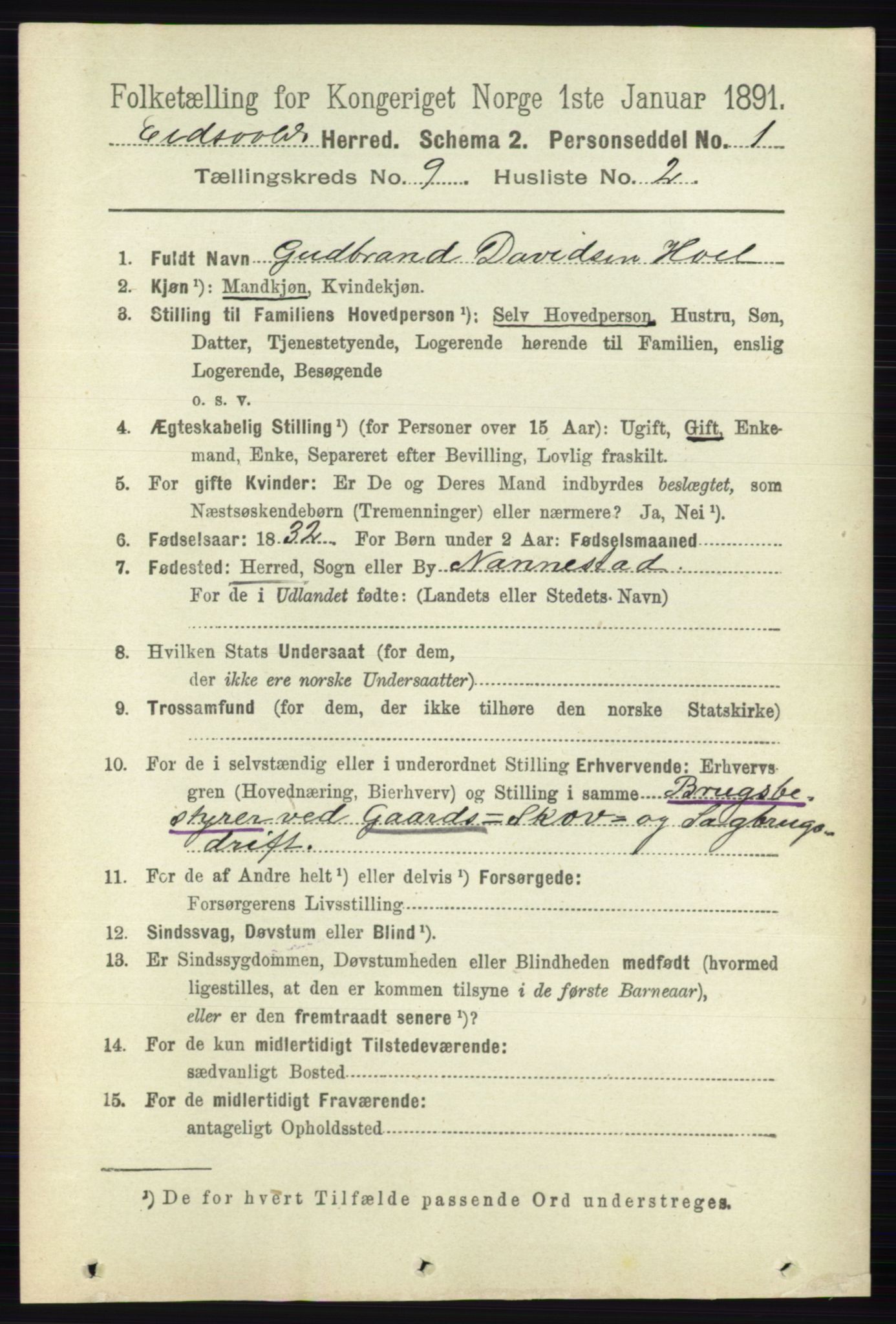 RA, 1891 census for 0237 Eidsvoll, 1891, p. 6540