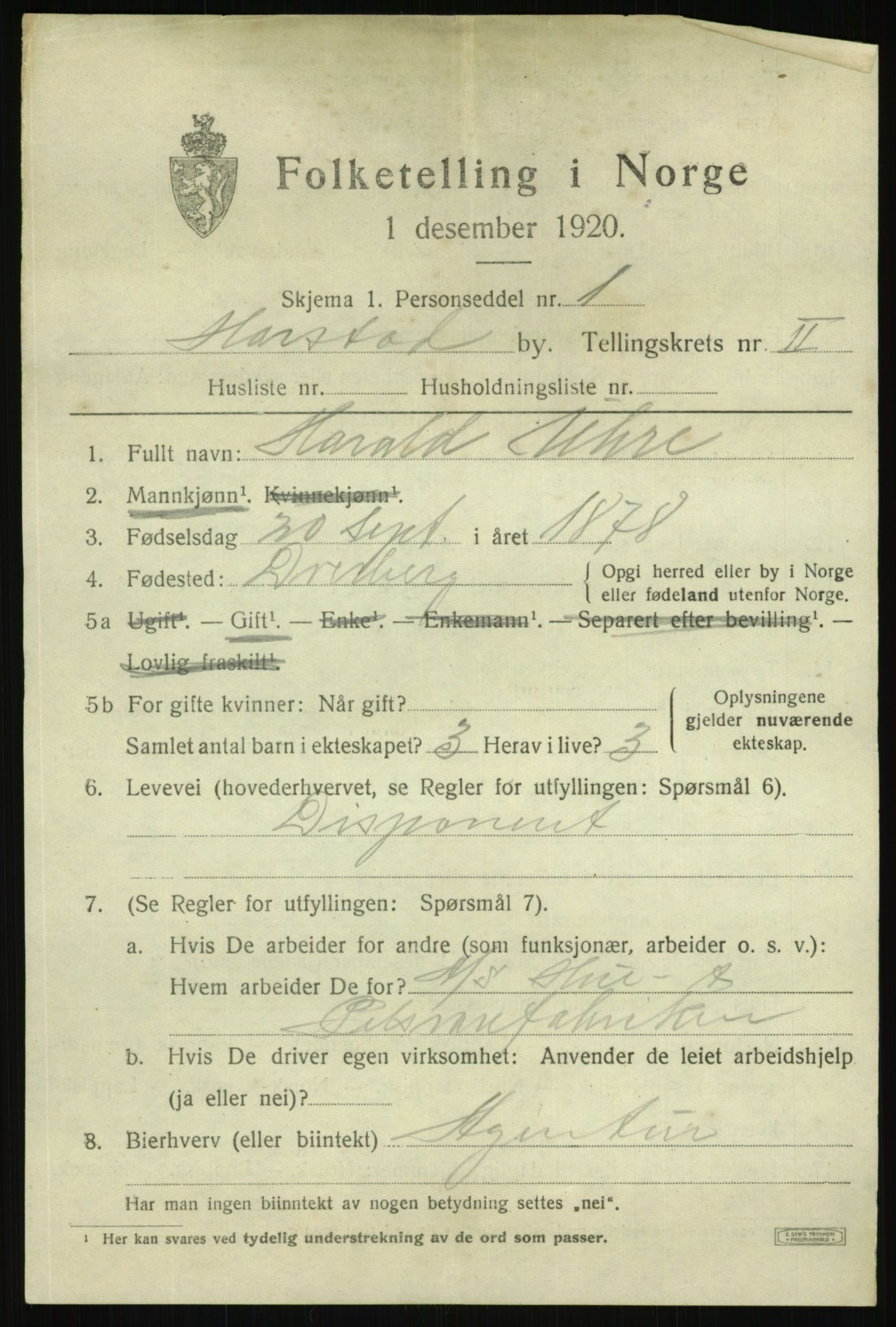 SATØ, 1920 census for Harstad, 1920, p. 3266