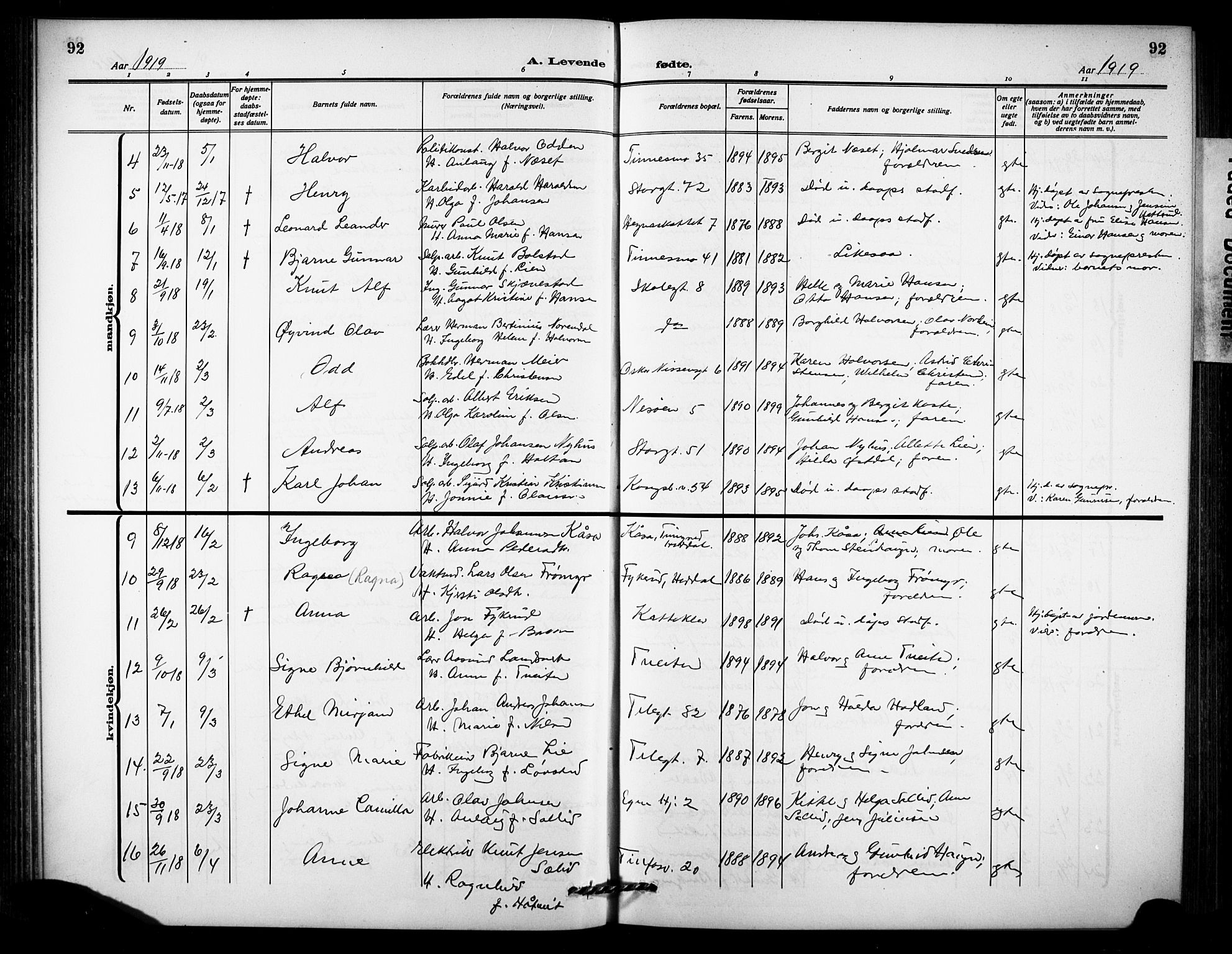 Notodden kirkebøker, SAKO/A-290/G/Ga/L0001: Parish register (copy) no. 1, 1912-1923, p. 92