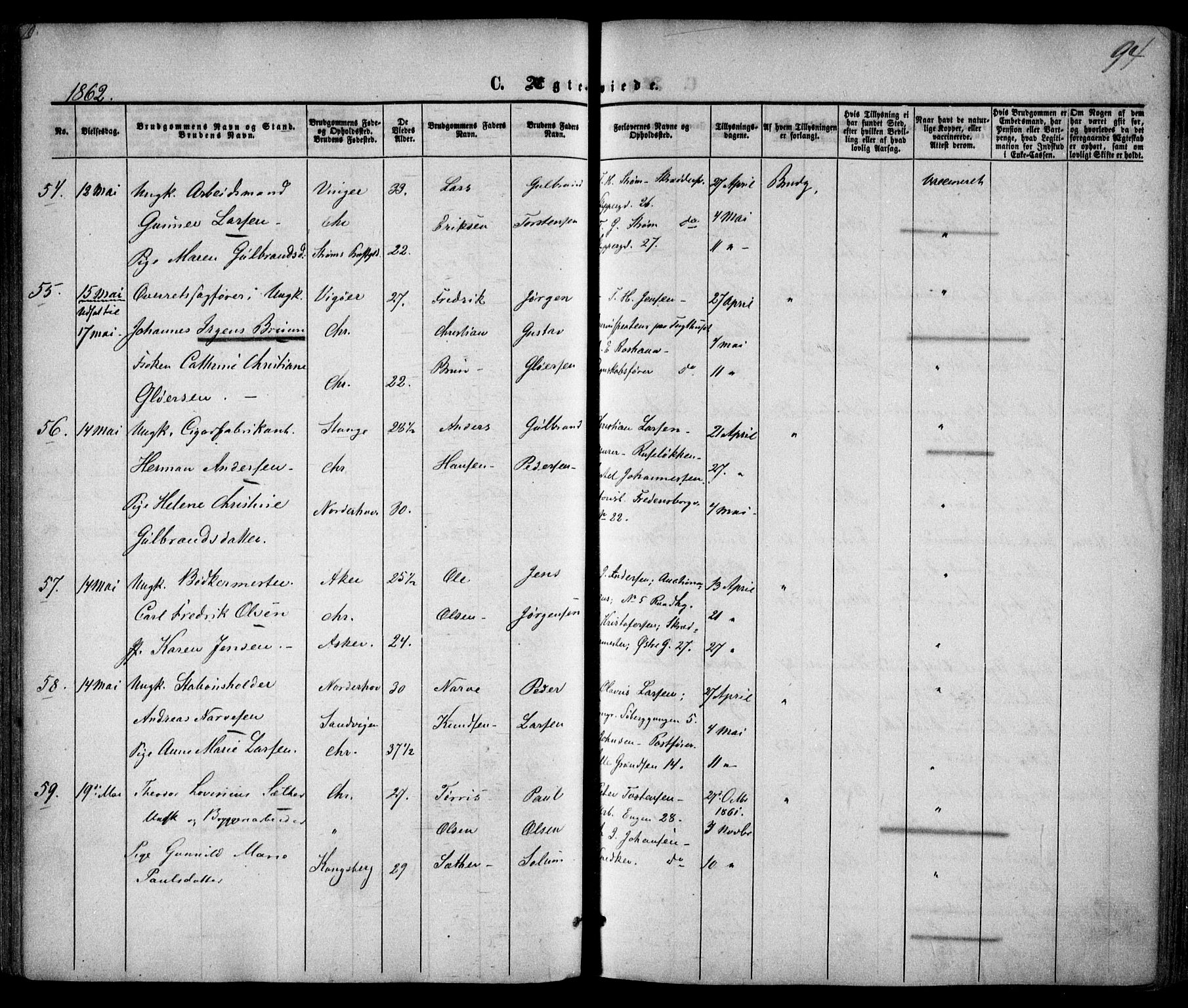 Trefoldighet prestekontor Kirkebøker, AV/SAO-A-10882/F/Fc/L0001: Parish register (official) no. III 1, 1858-1874, p. 94