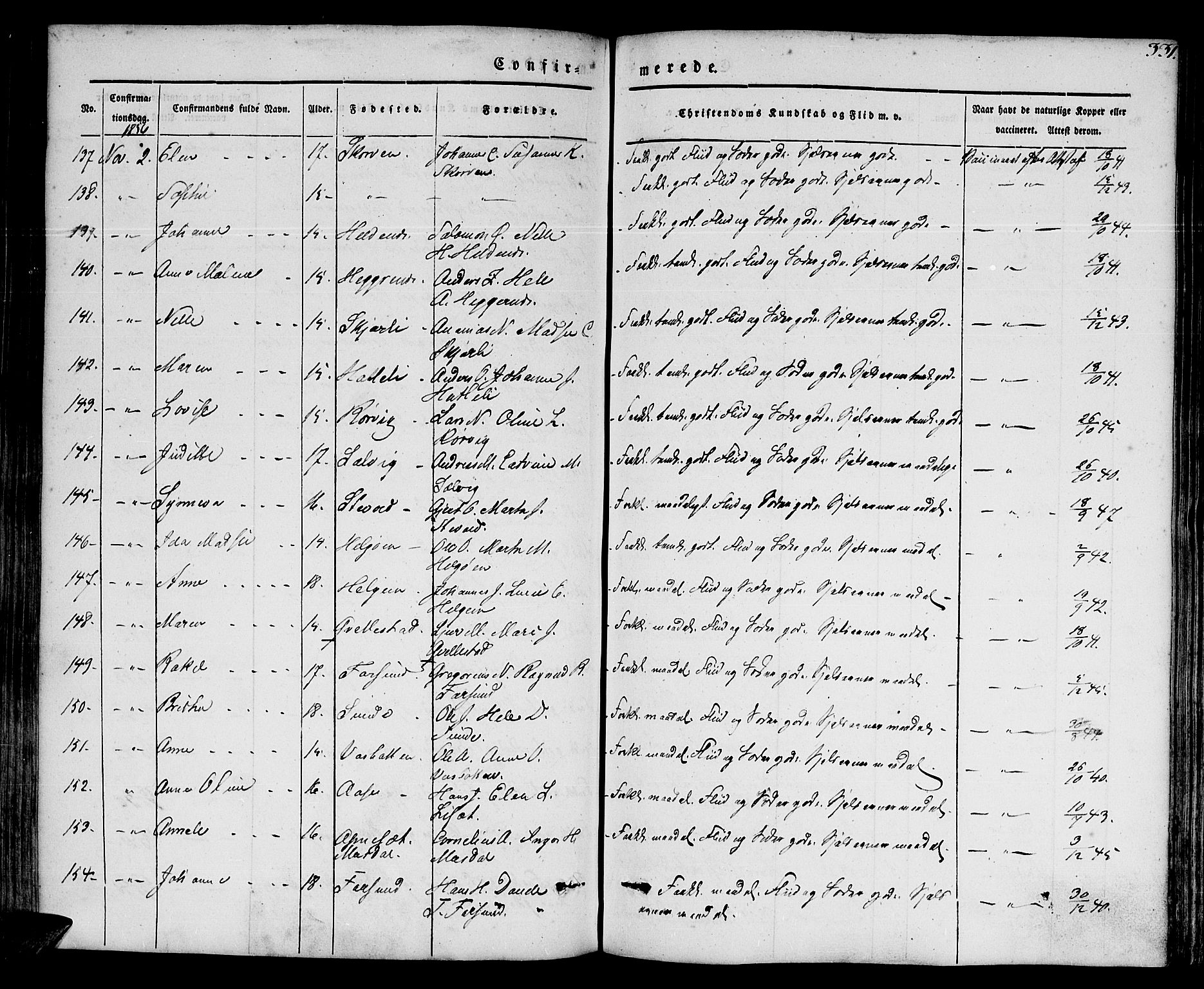 Førde sokneprestembete, SAB/A-79901/H/Haa/Haaa/L0007: Parish register (official) no. A 7, 1843-1860, p. 331