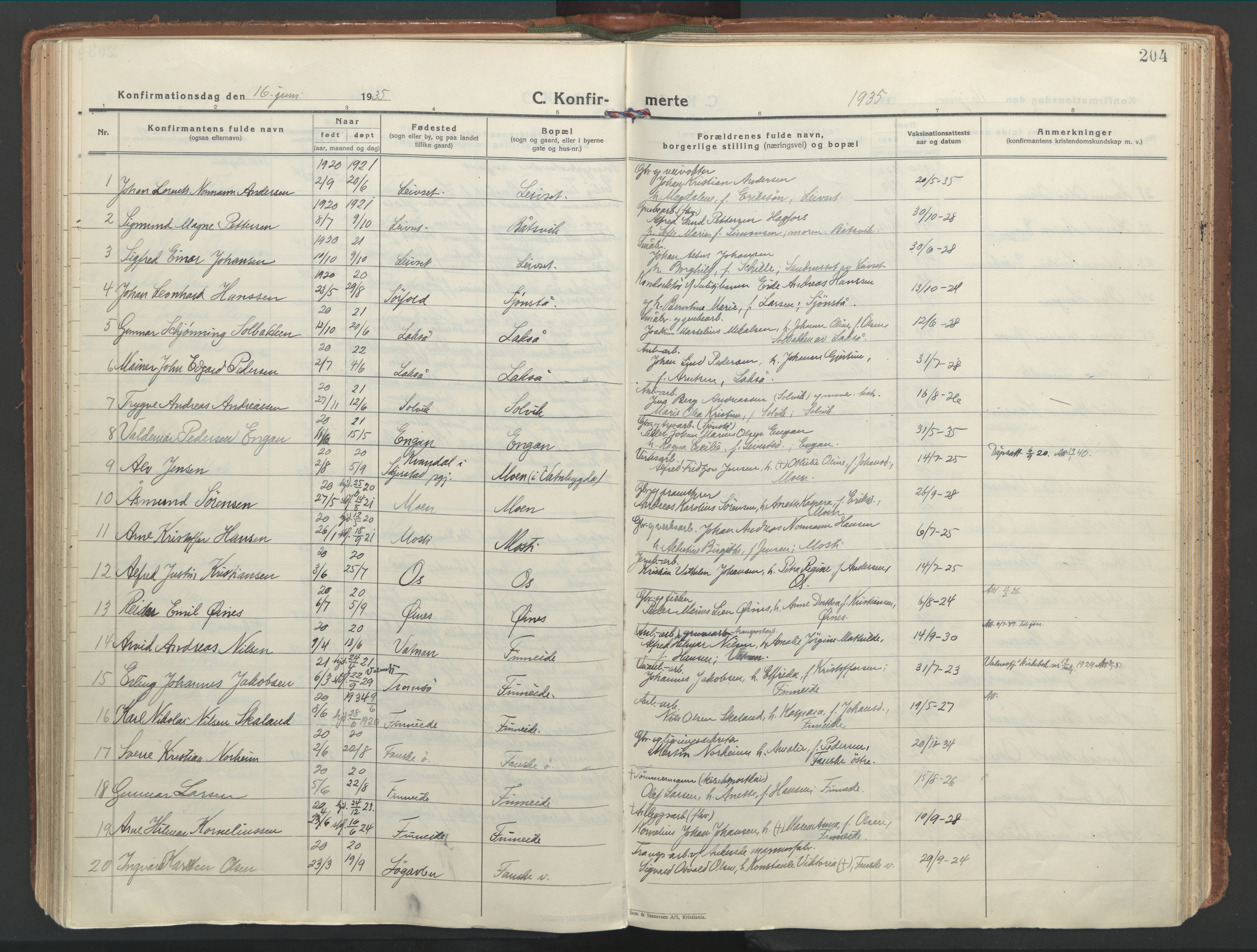 Ministerialprotokoller, klokkerbøker og fødselsregistre - Nordland, SAT/A-1459/849/L0699: Parish register (official) no. 849A10, 1924-1937, p. 204