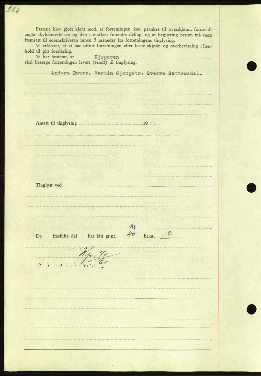 Nordmøre sorenskriveri, AV/SAT-A-4132/1/2/2Ca: Mortgage book no. A87, 1939-1940, Diary no: : 2738/1939