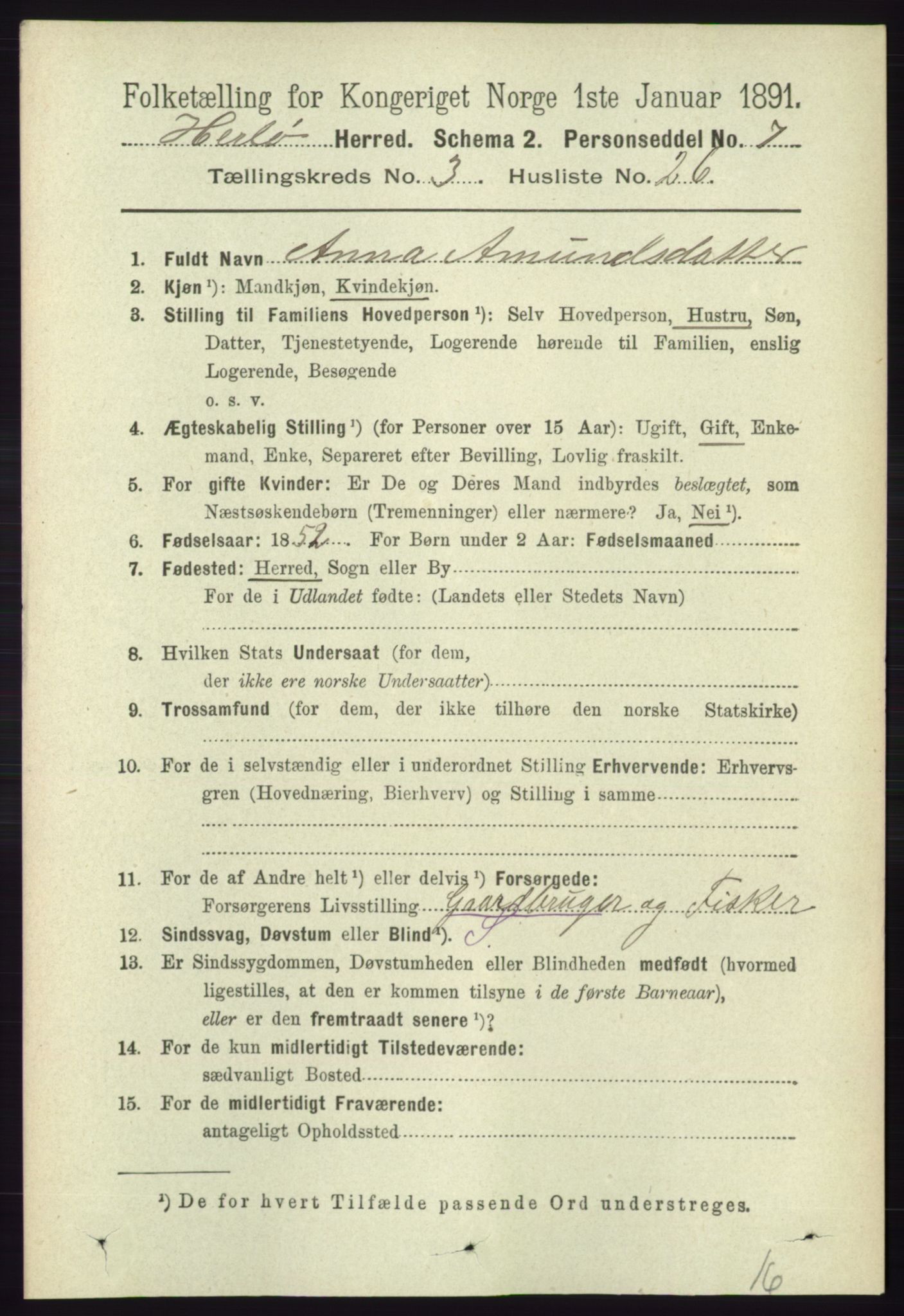 RA, 1891 census for 1258 Herdla, 1891, p. 1251