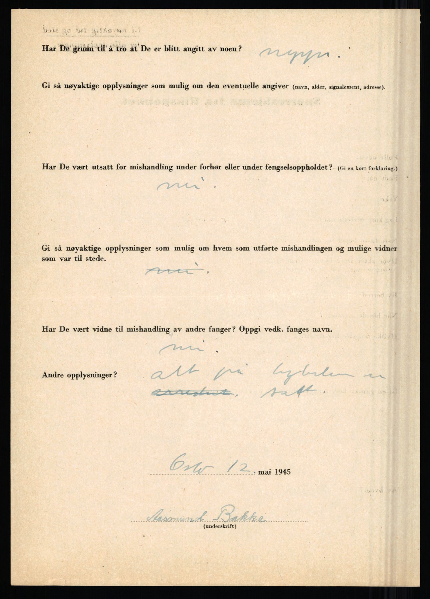 Rikspolitisjefen, AV/RA-S-1560/L/L0001: Abelseth, Rudolf - Berentsen, Odd, 1940-1945, p. 1088