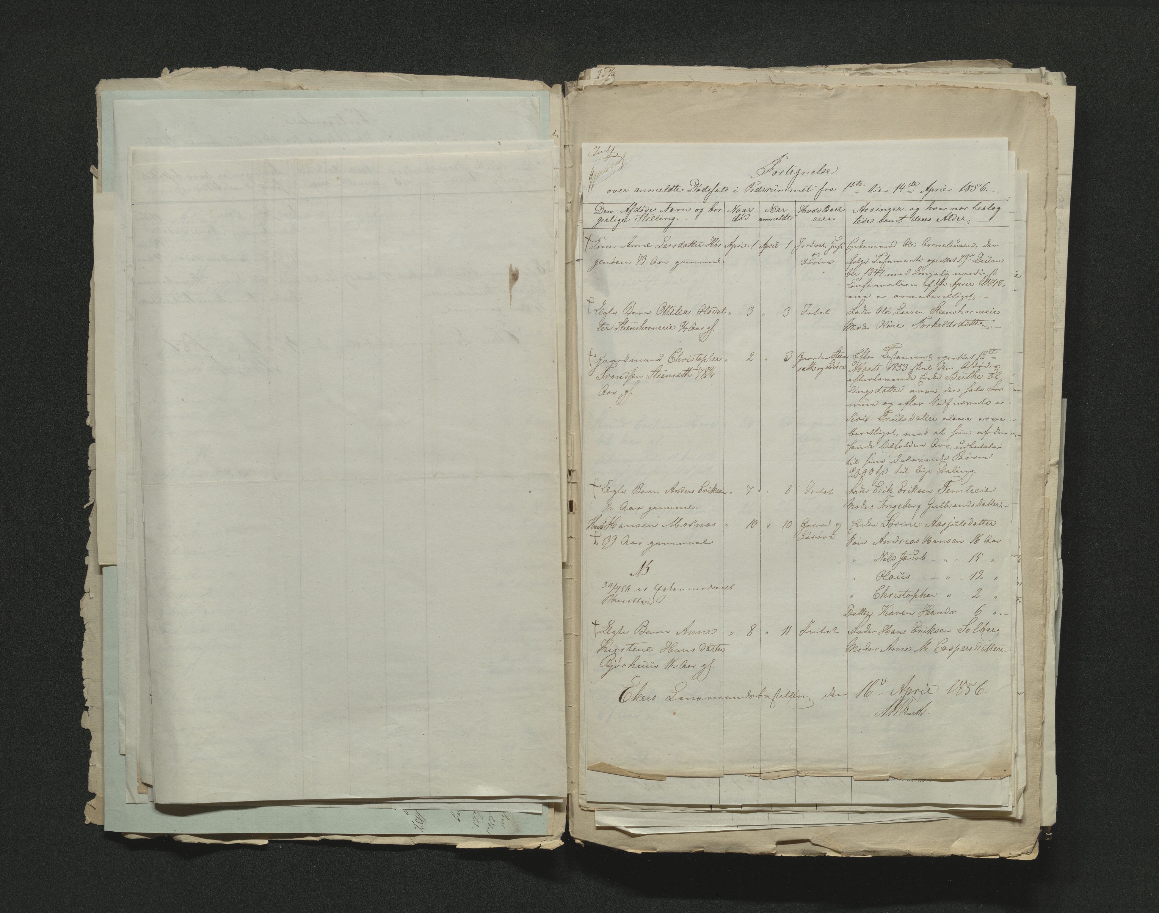Eiker, Modum og Sigdal sorenskriveri, AV/SAKO-A-123/H/Ha/Hab/L0009: Dødsfallsmeldinger, 1854-1857, p. 277