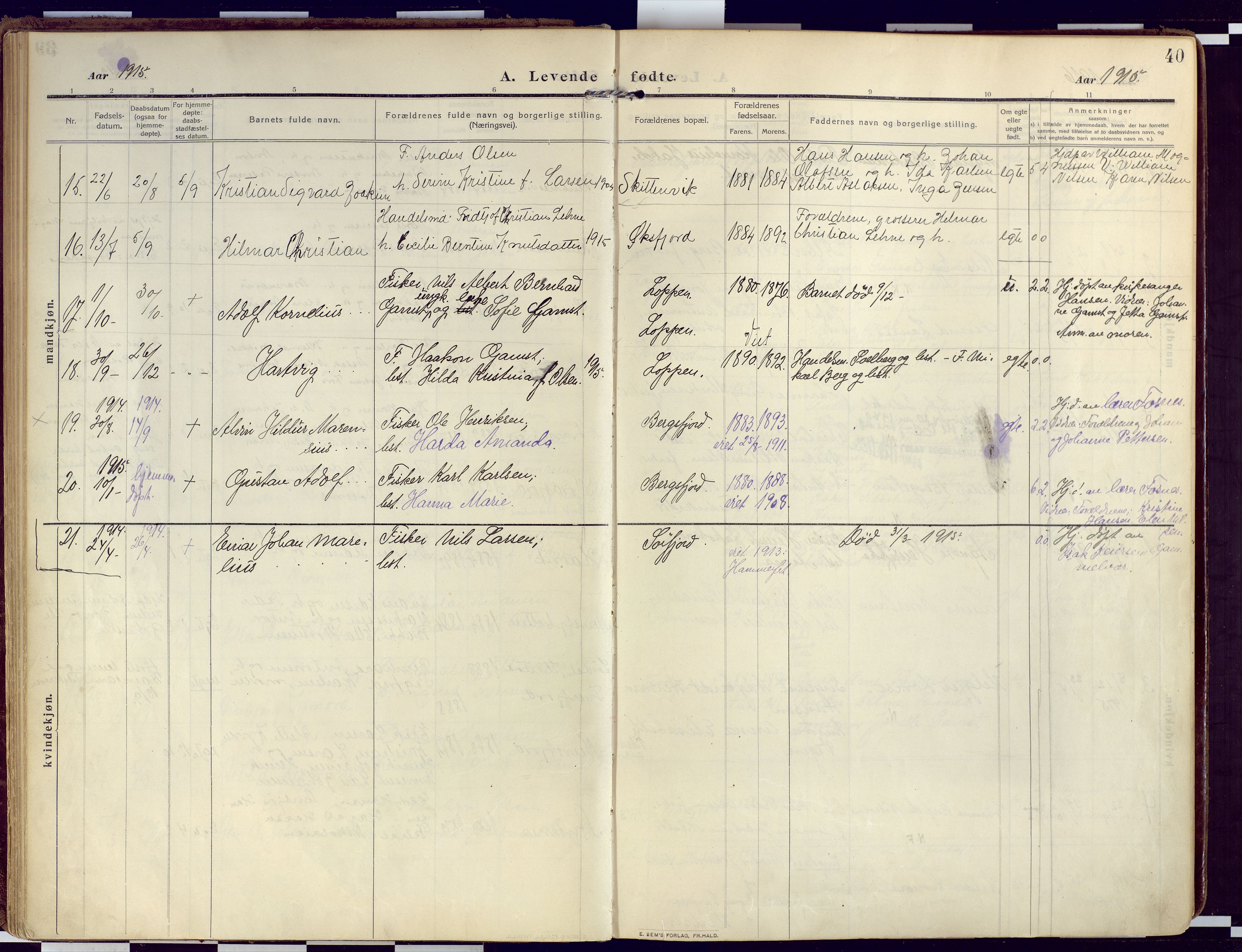 Loppa sokneprestkontor, SATØ/S-1339/H/Ha/L0011kirke: Parish register (official) no. 11, 1909-1919, p. 40