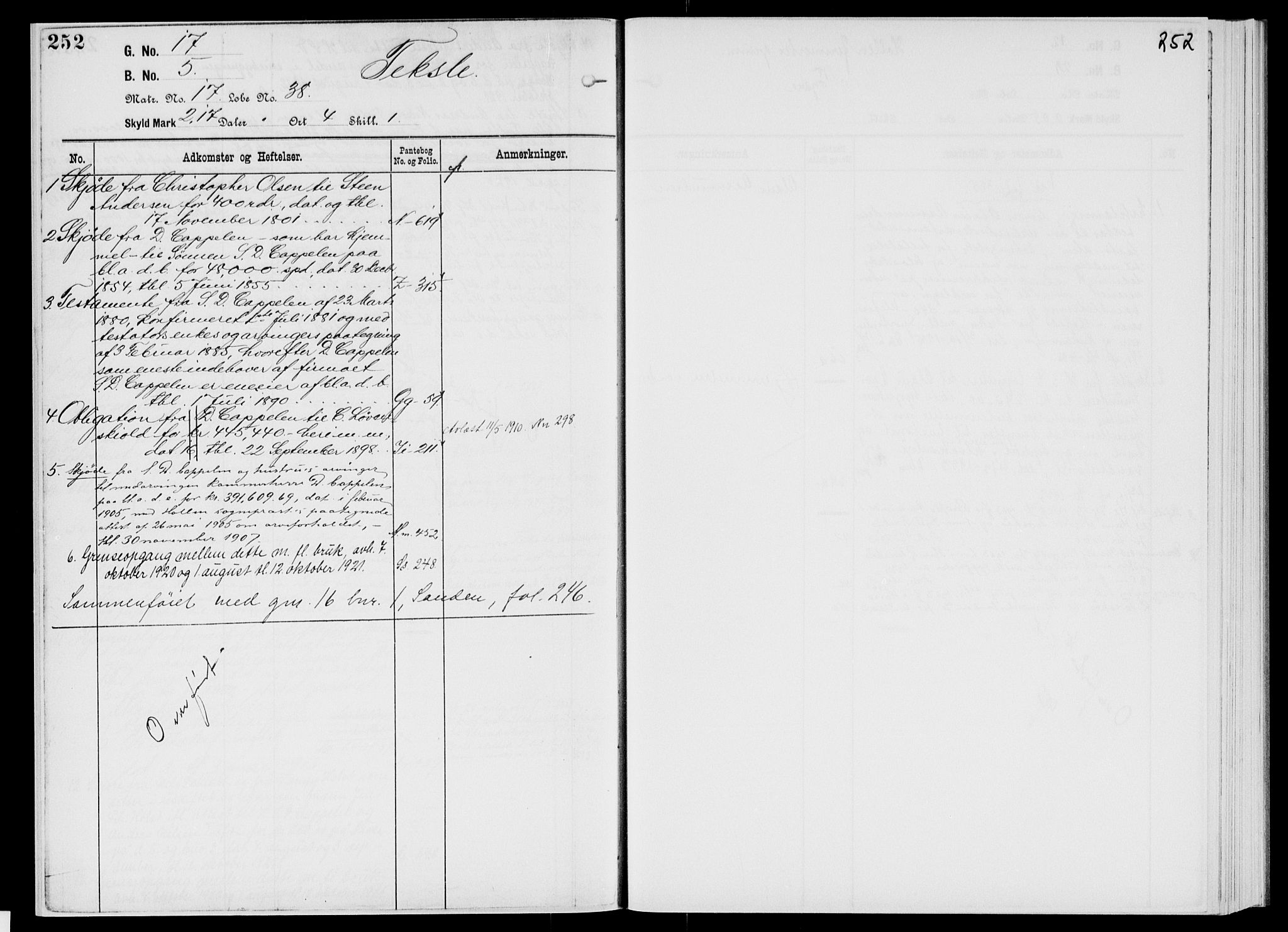 Nedre Telemark sorenskriveri, AV/SAKO-A-135/G/Gb/Gbg/L0001: Mortgage register no. VII 1, p. 252