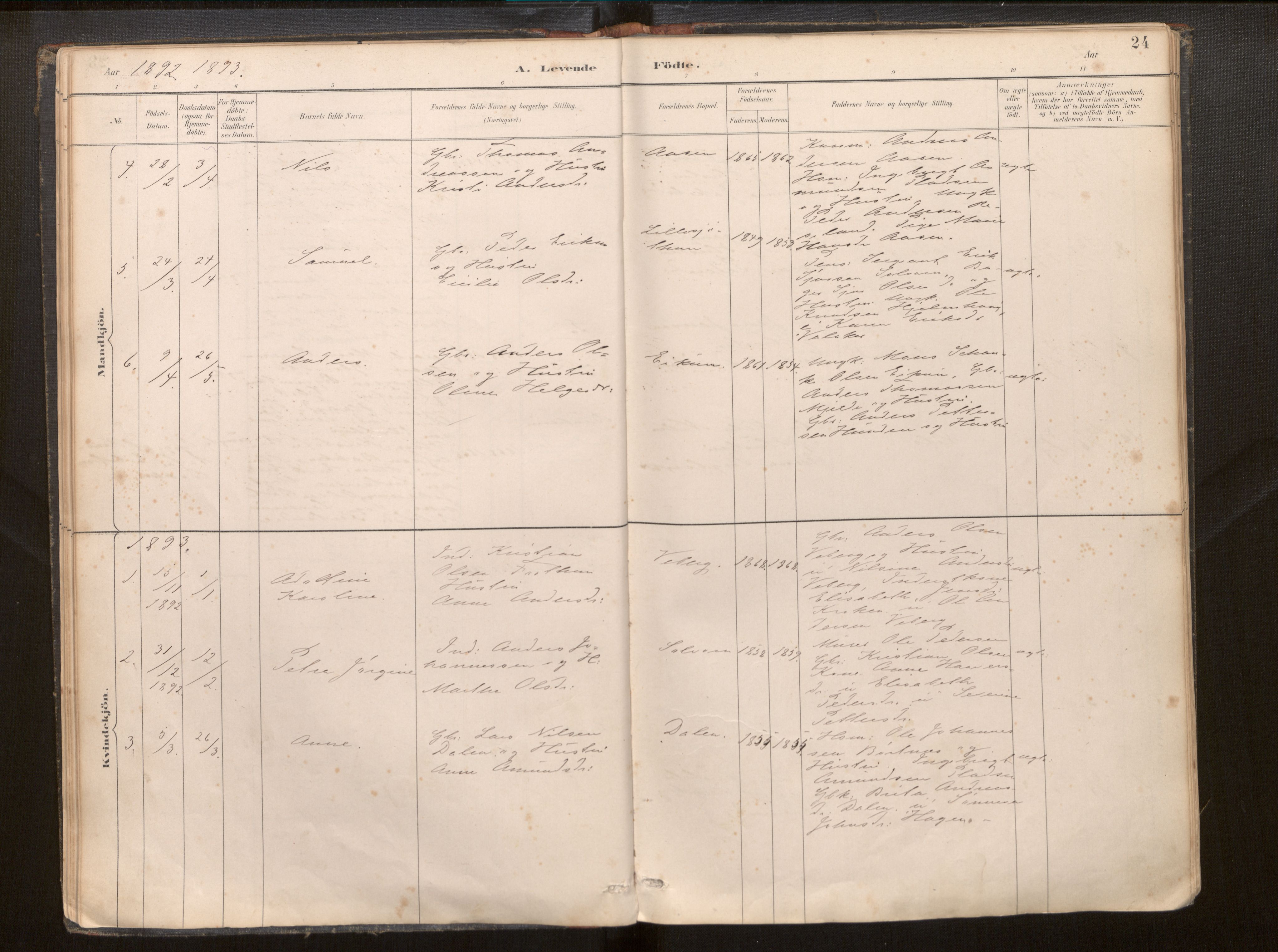 Hafslo sokneprestembete, SAB/A-80301/H/Haa/Haac/L0001: Parish register (official) no. C 1, 1886-1944, p. 24