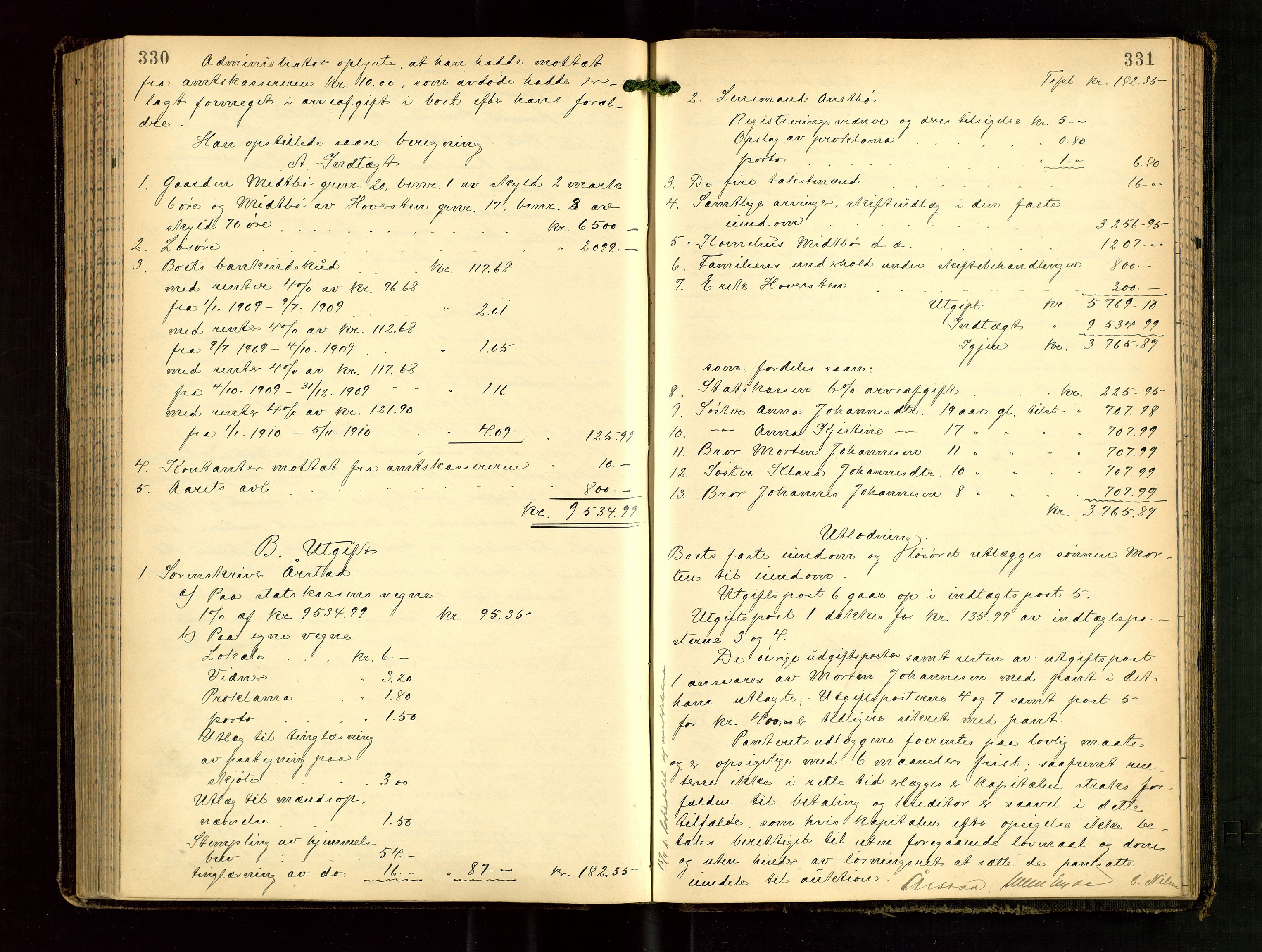 Ryfylke tingrett, SAST/A-100055/001/IV/IVG/L0003: Skifteutlodningsprotokoll Med register, 1907-1912, p. 330-331