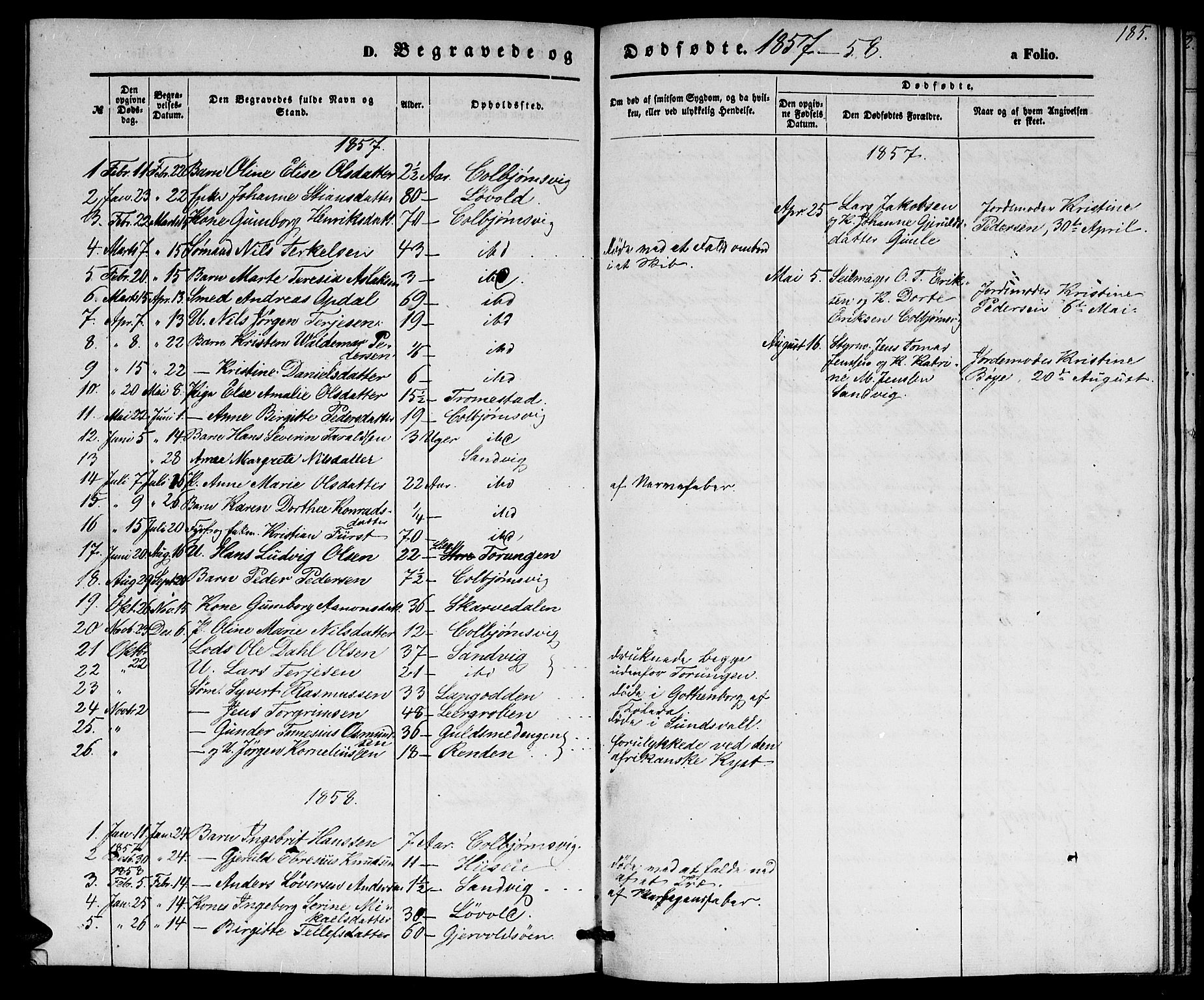 Hisøy sokneprestkontor, SAK/1111-0020/F/Fb/L0001: Parish register (copy) no. B 1, 1849-1872, p. 185