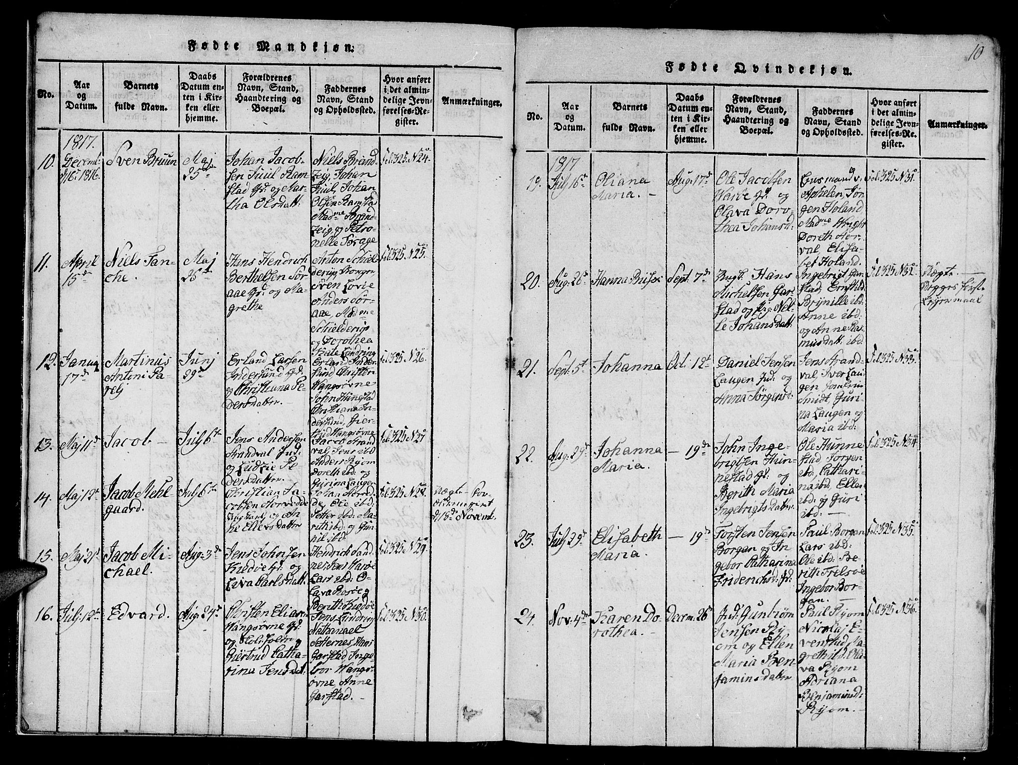 Ministerialprotokoller, klokkerbøker og fødselsregistre - Nord-Trøndelag, AV/SAT-A-1458/784/L0667: Parish register (official) no. 784A03 /1, 1816-1829, p. 10