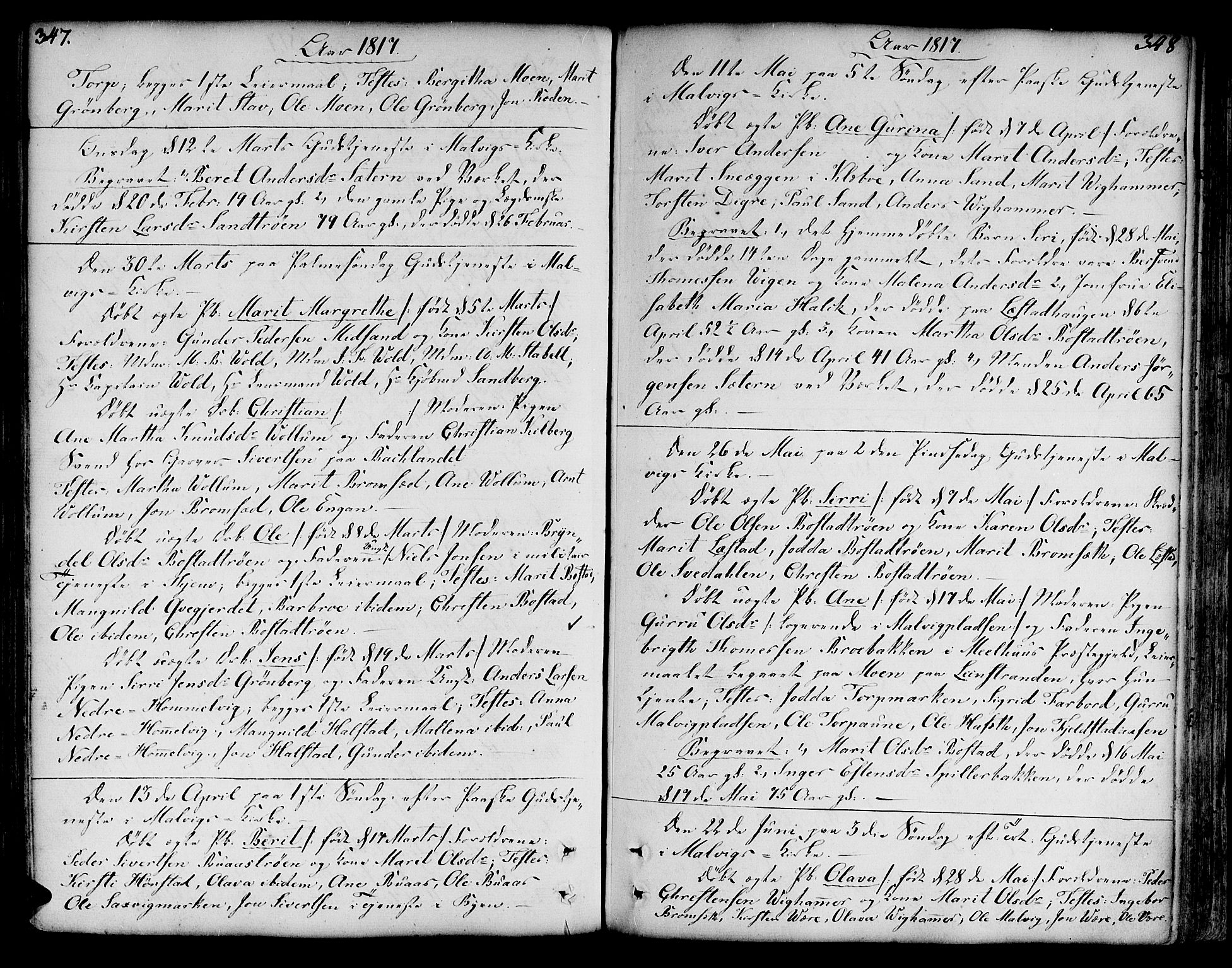 Ministerialprotokoller, klokkerbøker og fødselsregistre - Sør-Trøndelag, SAT/A-1456/606/L0281: Parish register (official) no. 606A02 /2, 1781-1817, p. 347-348